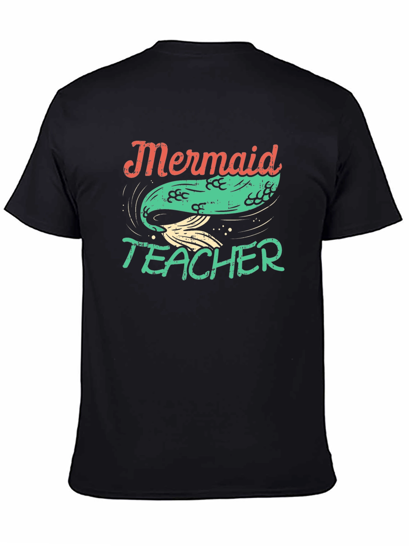 Black Mermaid Teacher Graphic Tee - Black Cotton T-Shirt view 4