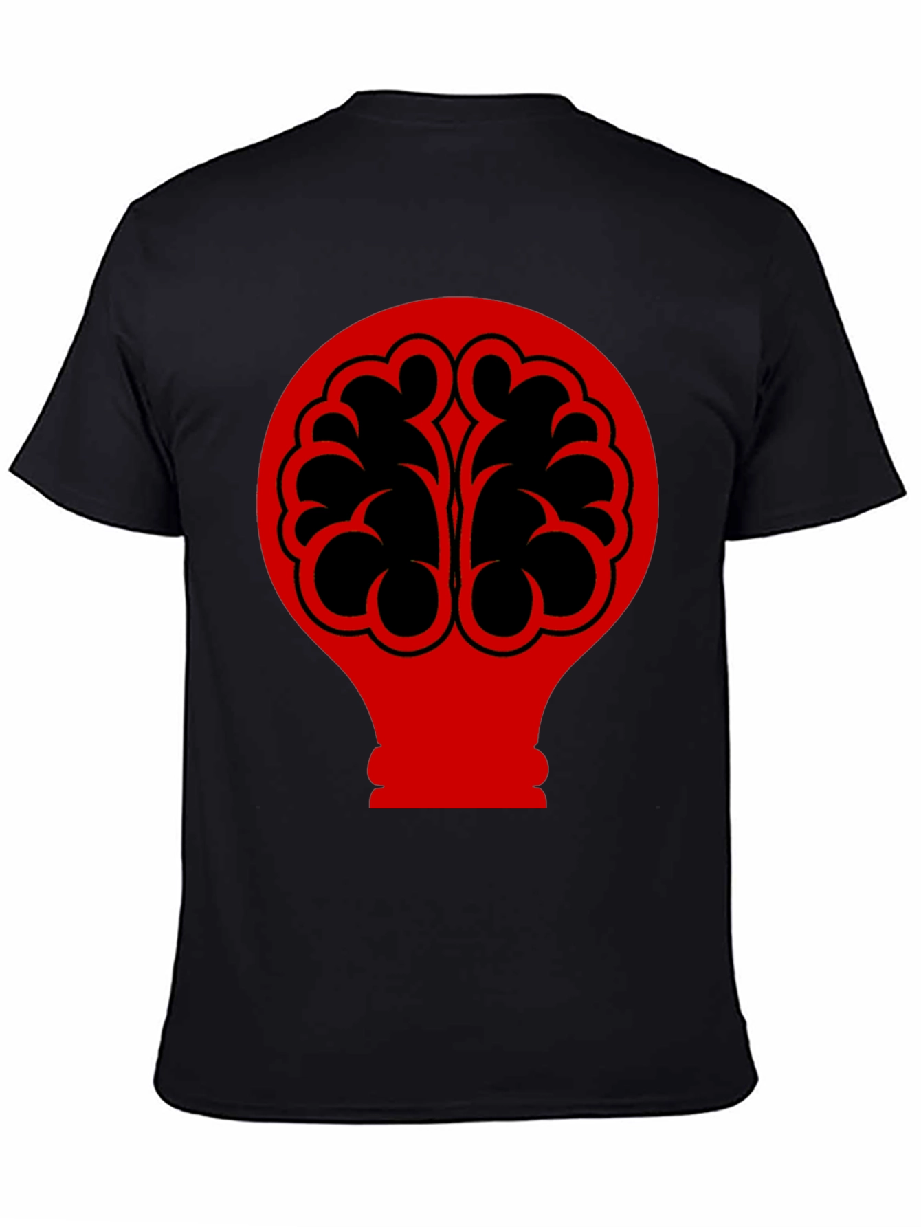 Black Brain Bulb Graphic Tee - Black Cotton T-Shirt view 4