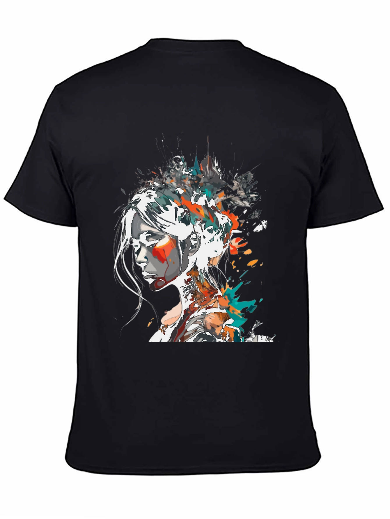 Black Abstract Woman Graphic Tee - Black view 4