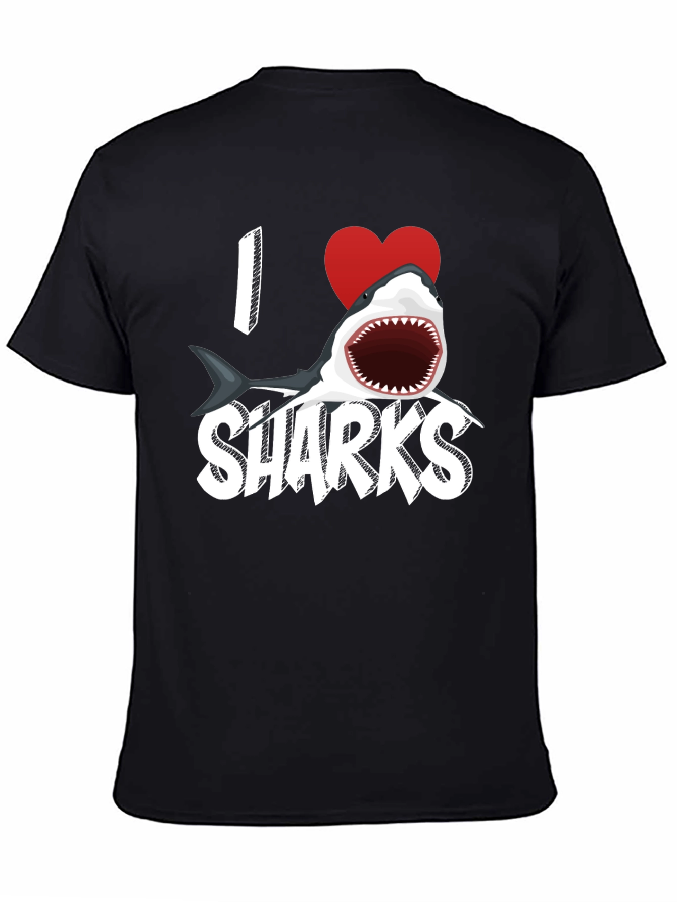 Black I Heart Sharks Graphic Tee - Black view 4