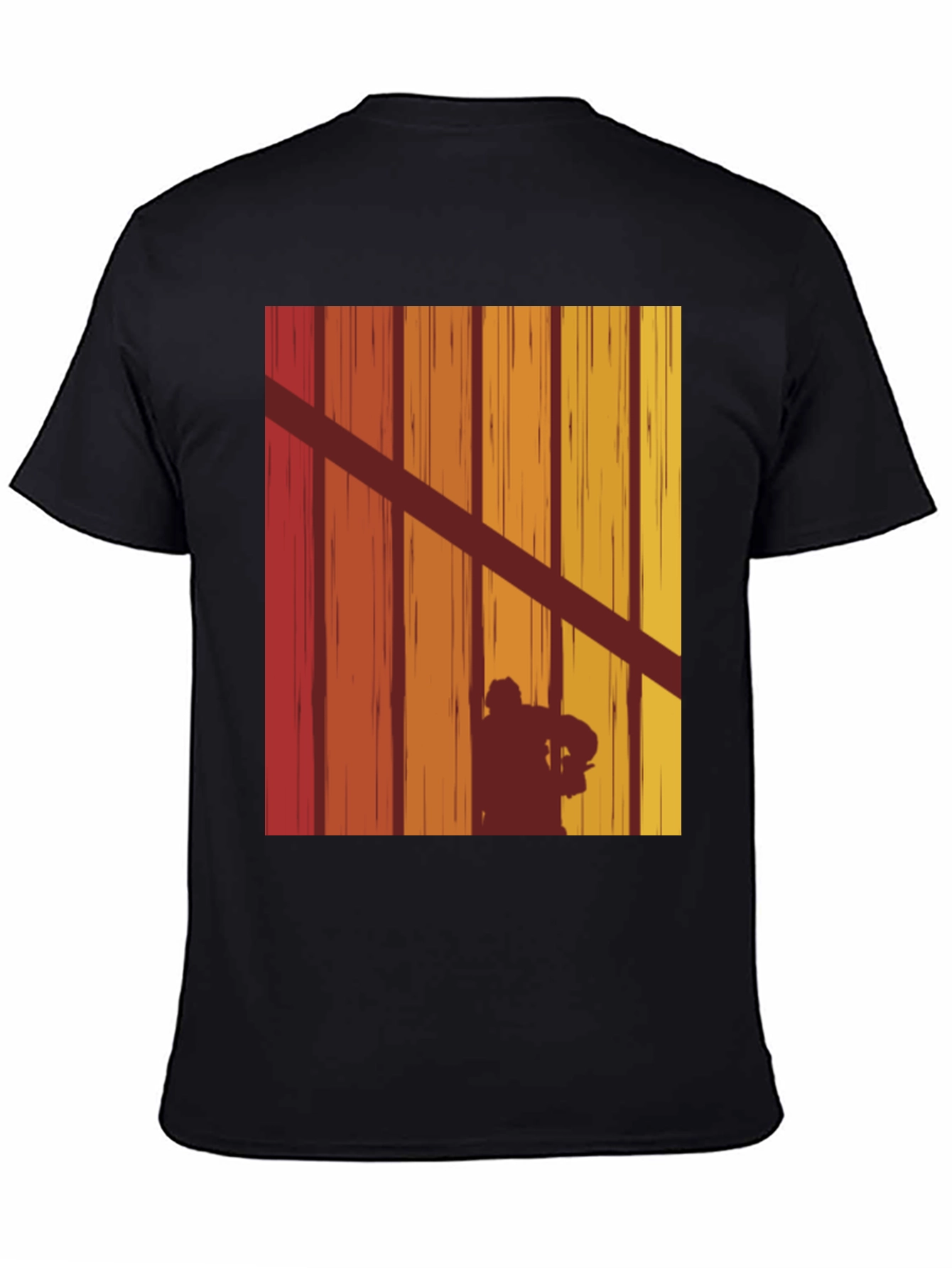 Black Retro Hockey Player Silhouette T-Shirt view 4