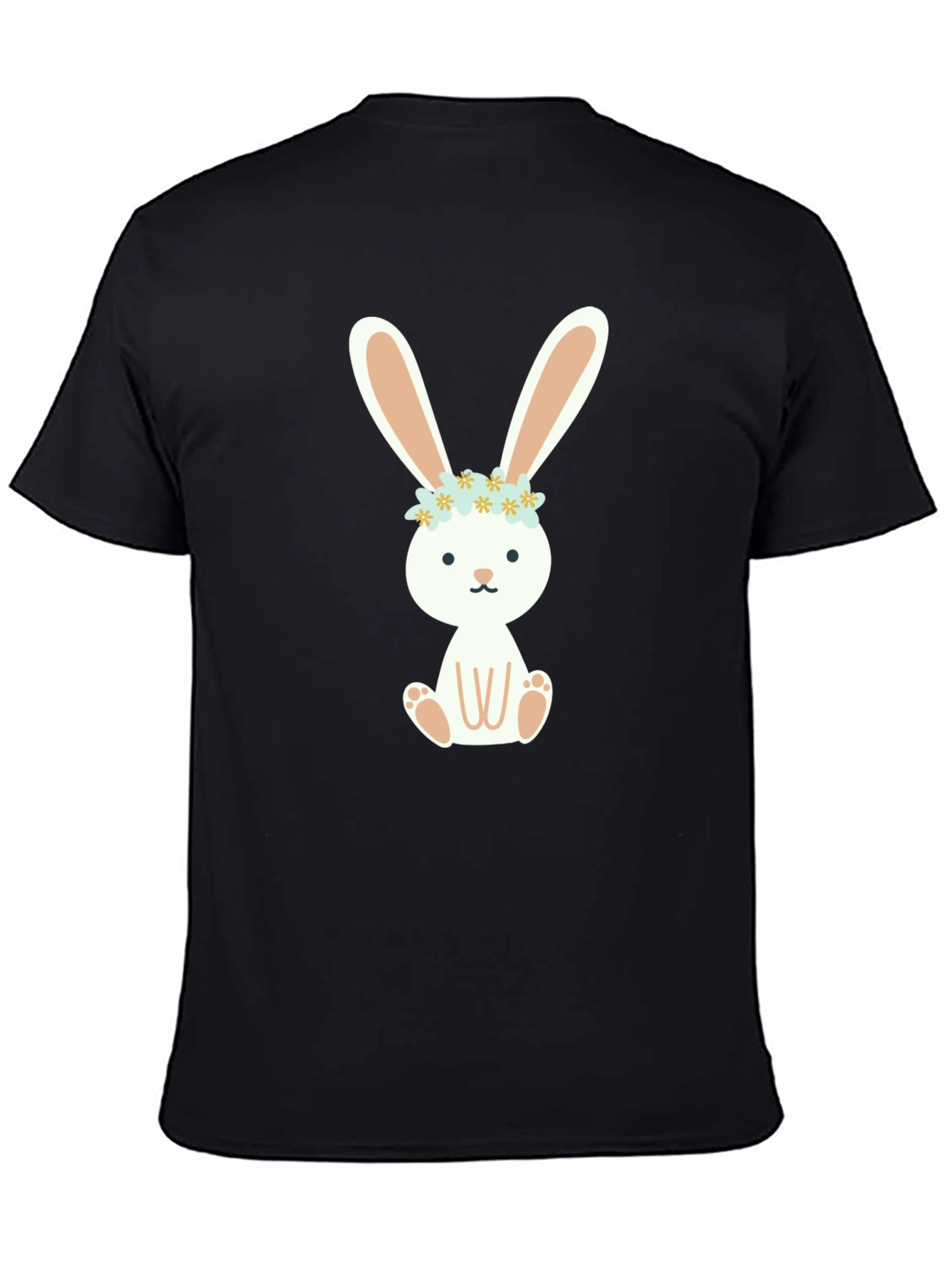 Black Bunny T-Shirt with Floral Crown - Cute & Comfy! view 4