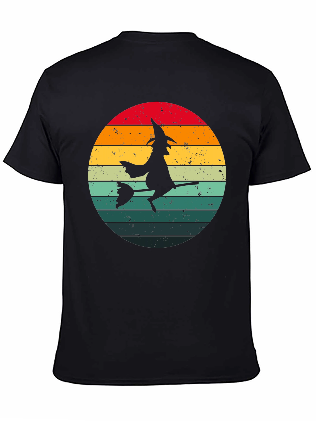 Black Witch Silhouette Retro Sunset T-Shirt view 4