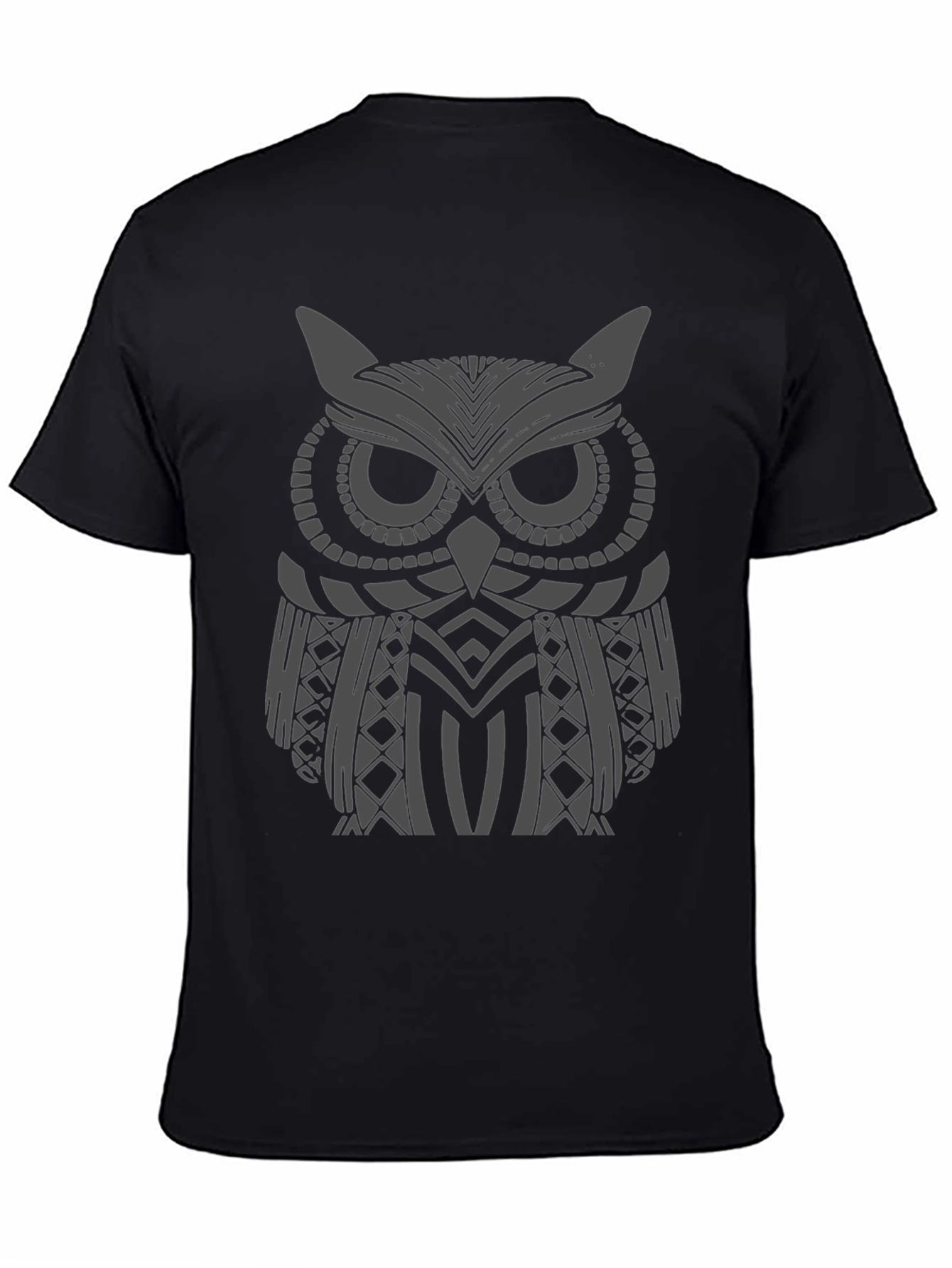Black Owl Graphic Print Men's Black T-Shirt view 4