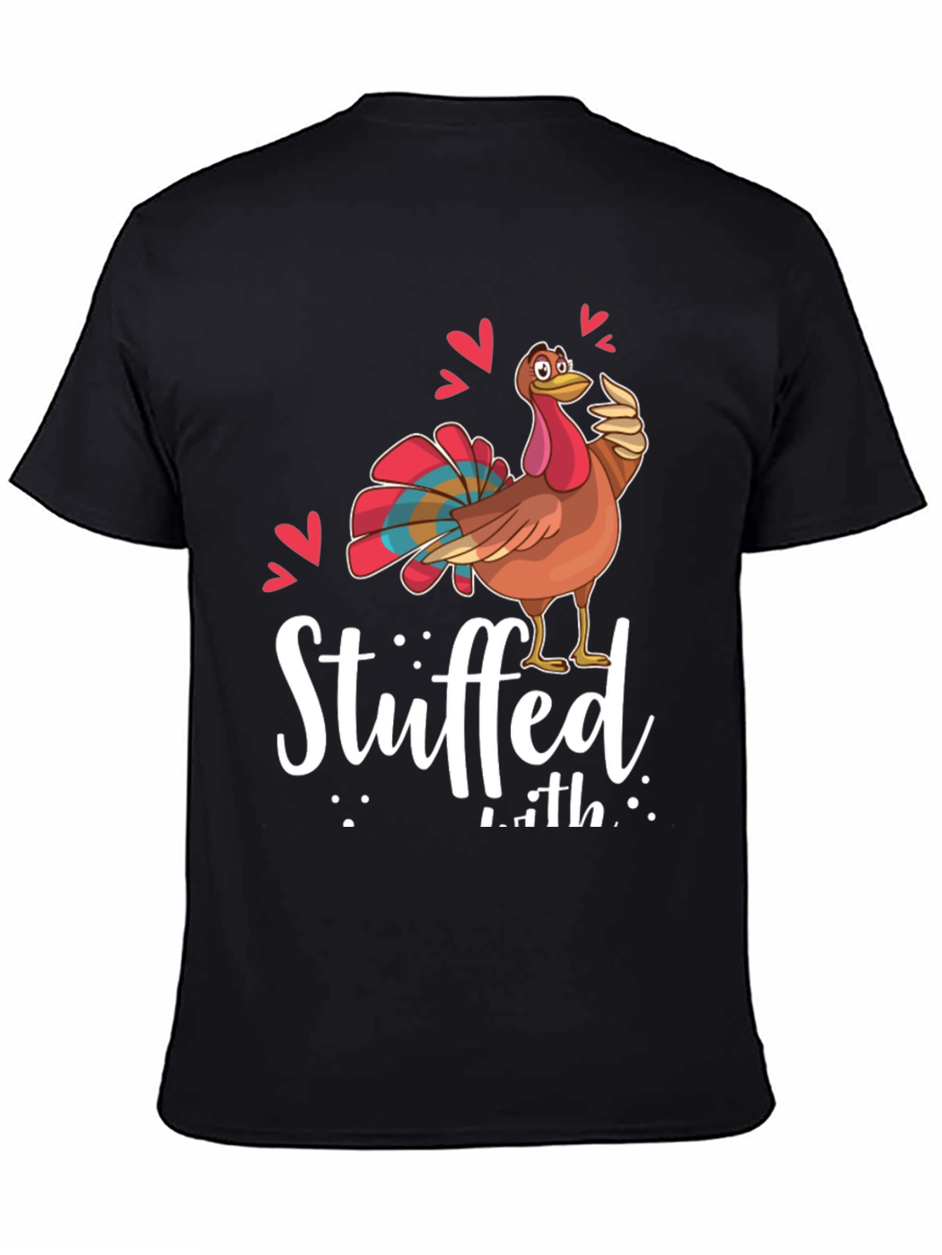 Black Funny Thanksgiving Turkey Stuffed With Love Graphic Tee view 4