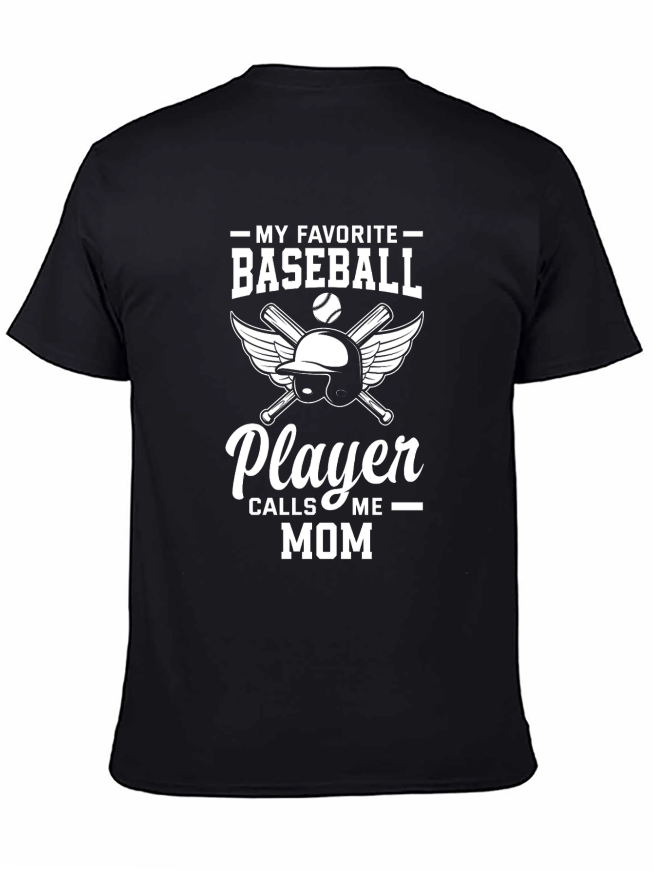 Black Baseball Mom T-Shirt: My Favorite Player Calls Me Mom view 4