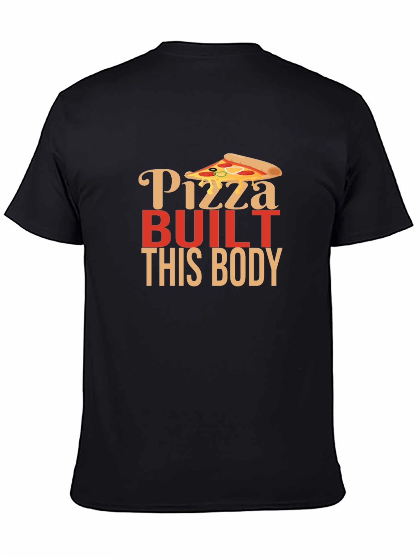 Black Pizza Built This Body Funny Graphic Tee view 4