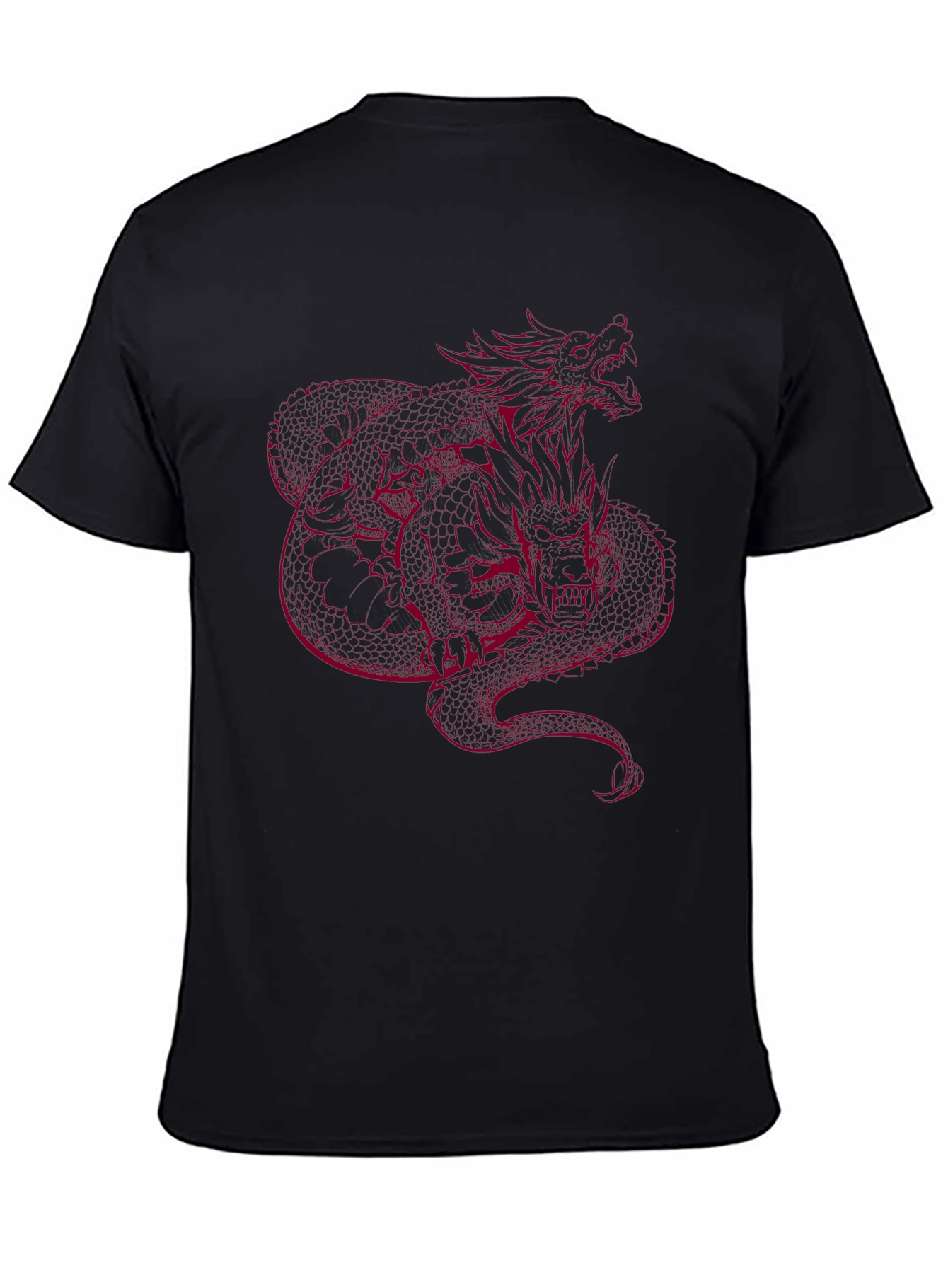 Black Dragon Graphic Tee - Red Print on Black view 4