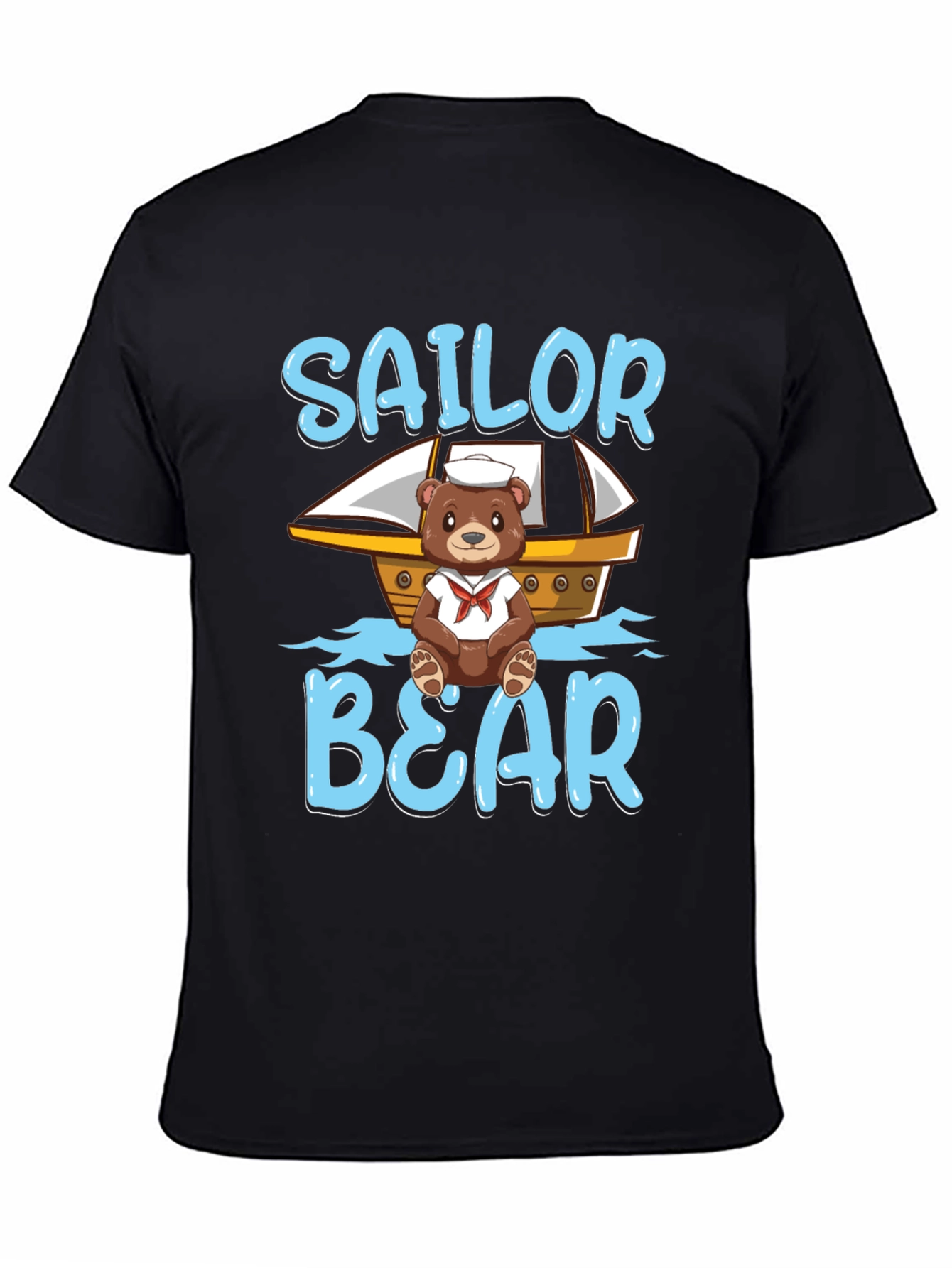 Black Sailor Bear Graphic T-Shirt -  Cute Cartoon Tee view 4