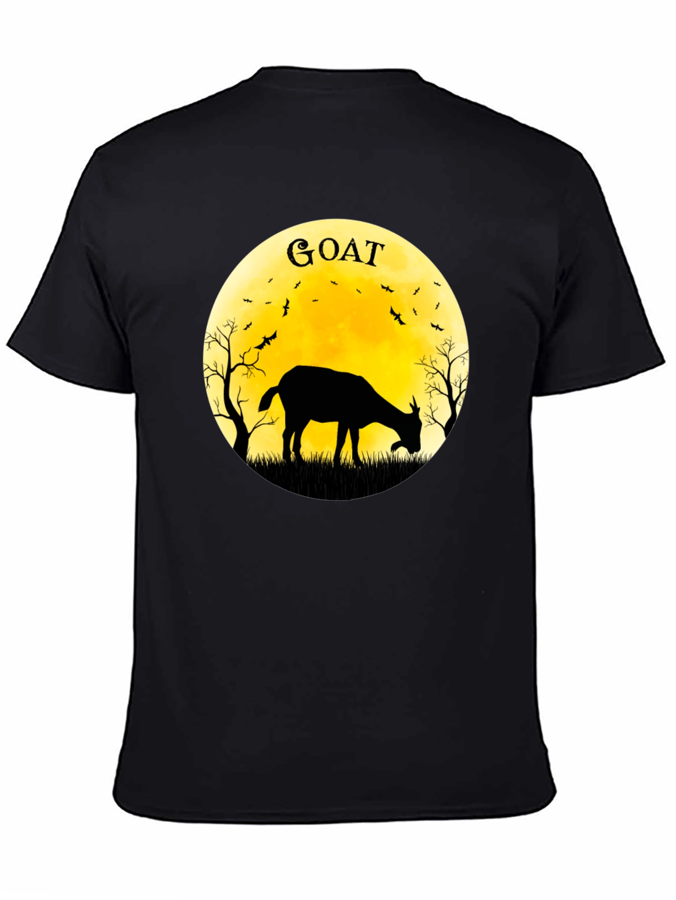 Black Goat Silhouette T-Shirt - Moonlit Design view 4