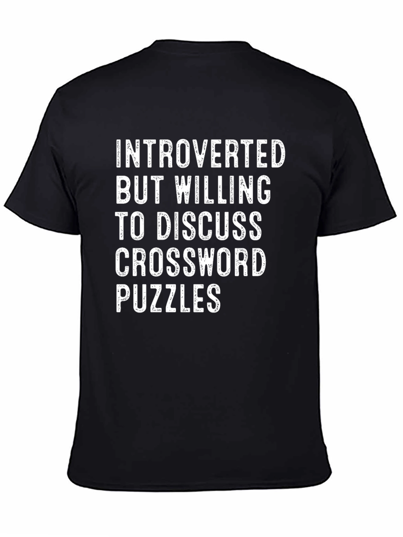 Black Introverted Crossword Puzzles T-Shirt view 4