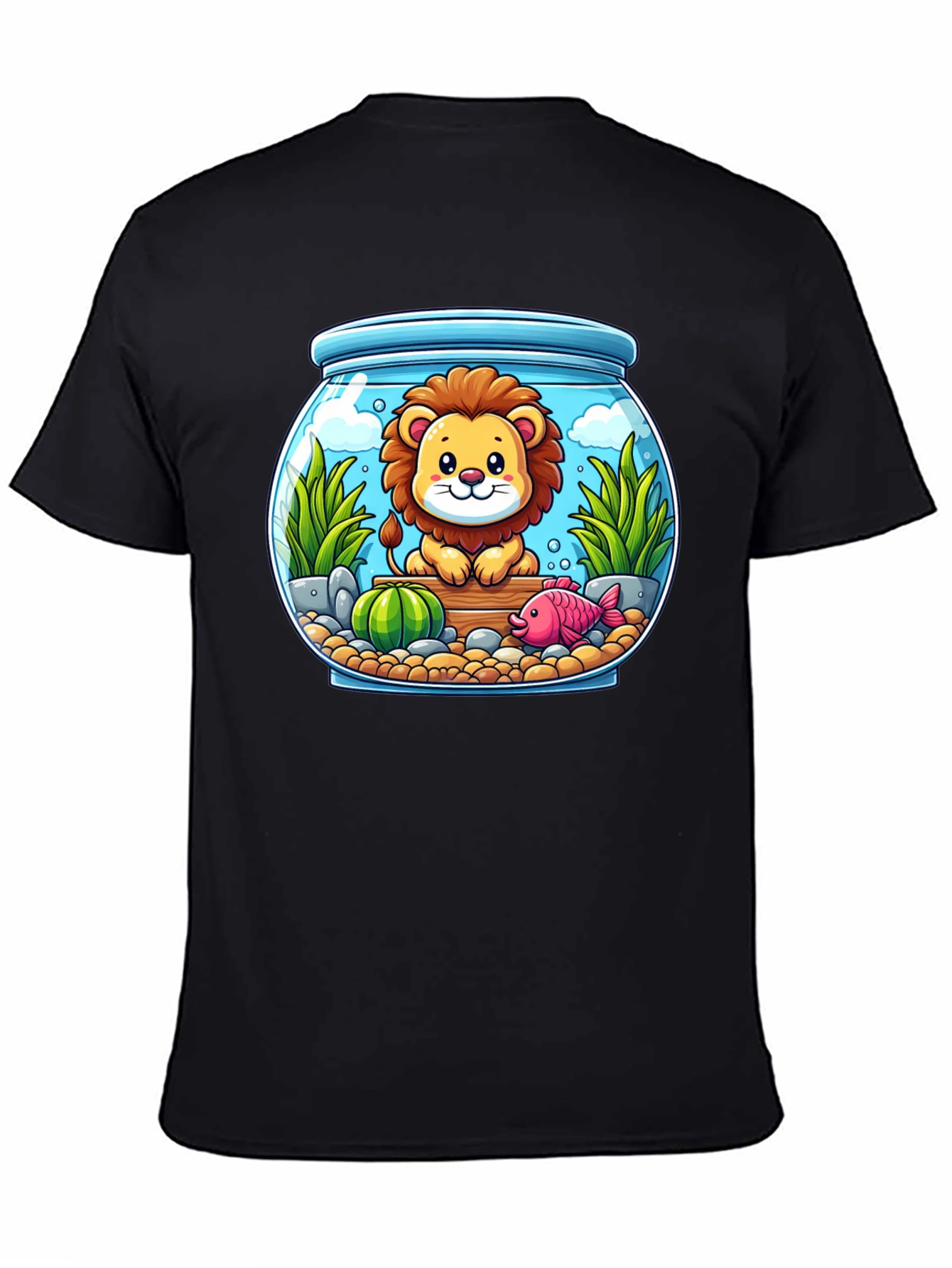 Black Lion in Fishbowl Graphic Tee view 4
