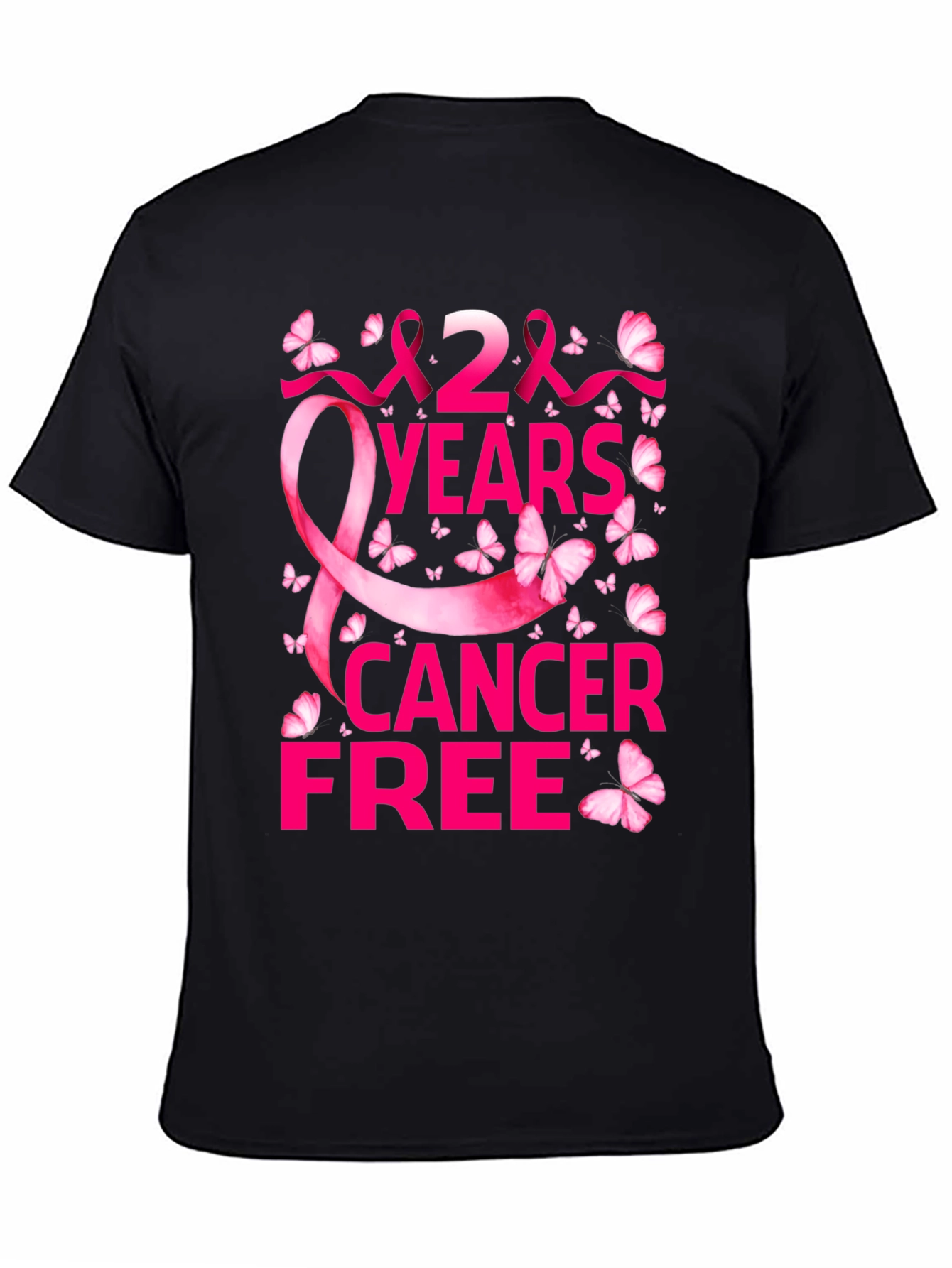 Black 2 Years Cancer Free T-Shirt view 4