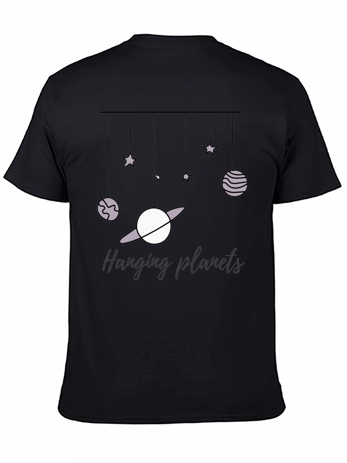 Black Hanging Planets Graphic Tee - Stylish Comfort view 4