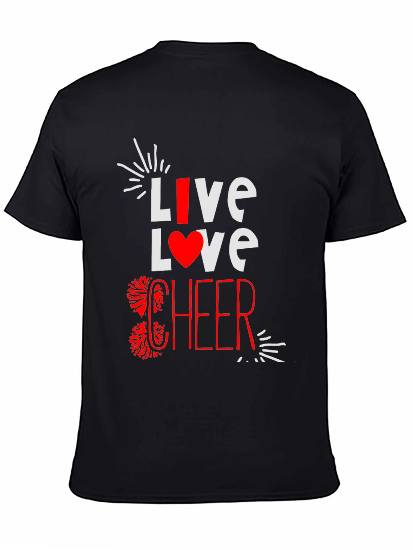 Black Live Love Cheer T-Shirt - Black Cotton Blend Tee view 4