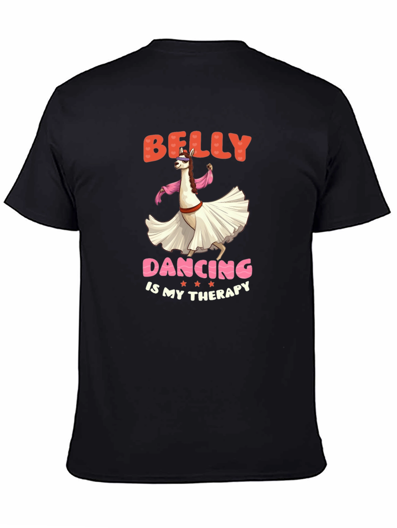 Black Belly Dancing Llama T-Shirt - Therapy Tee view 4