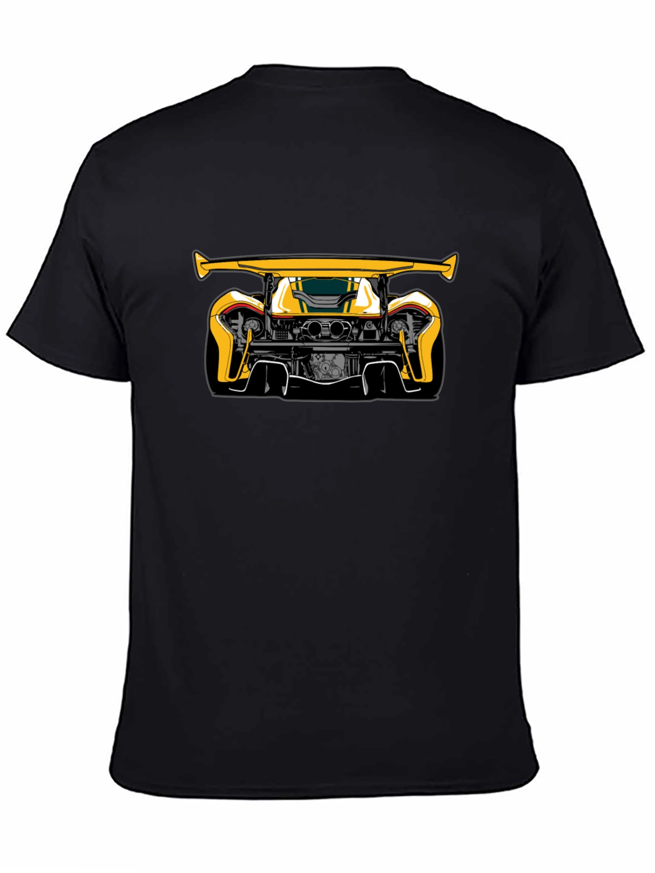Black Yellow Car Graphic Black T-Shirt view 4