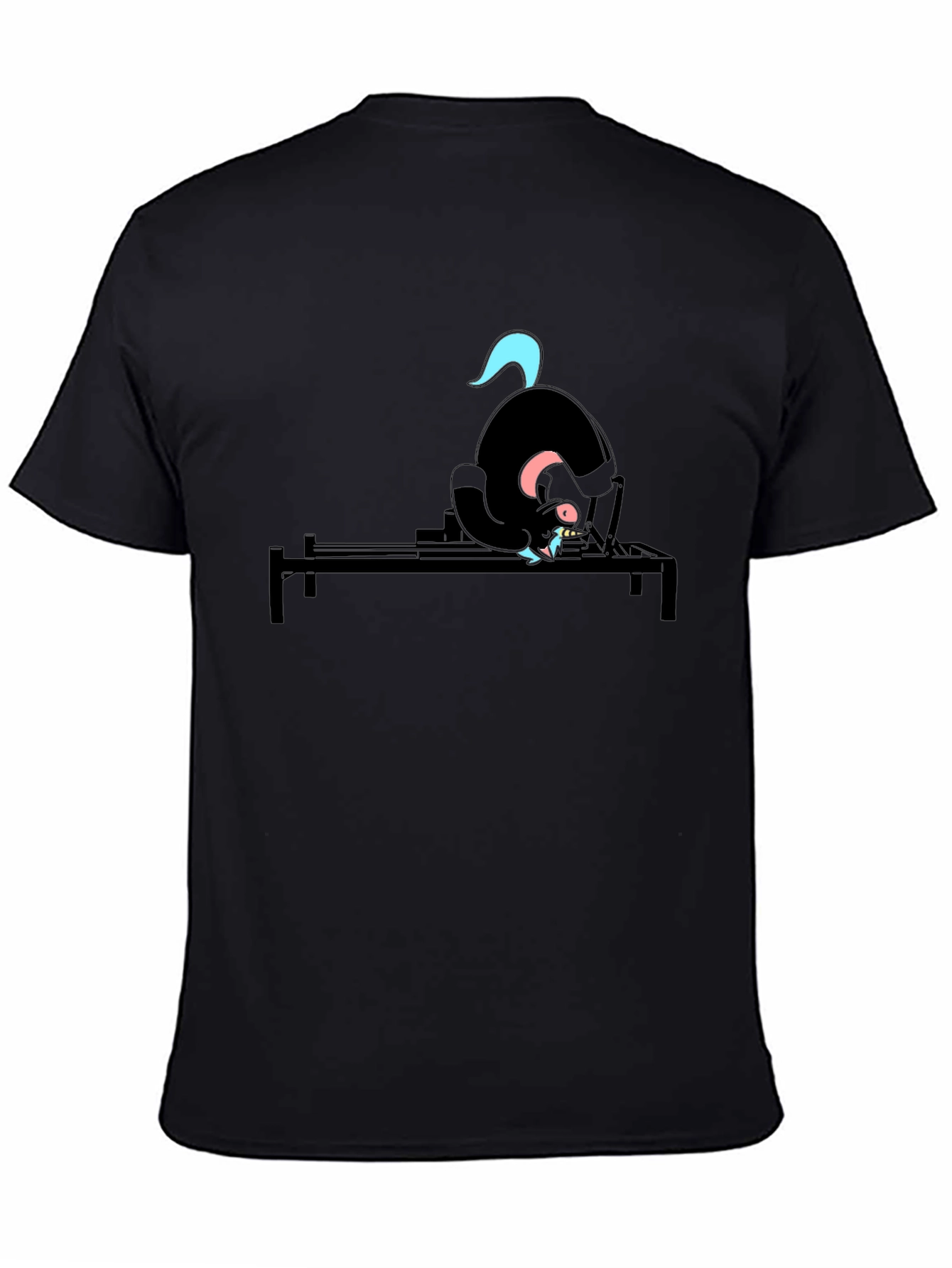 Black Black Cat Pilates T-Shirt - Funny Yoga Workout Tee view 4