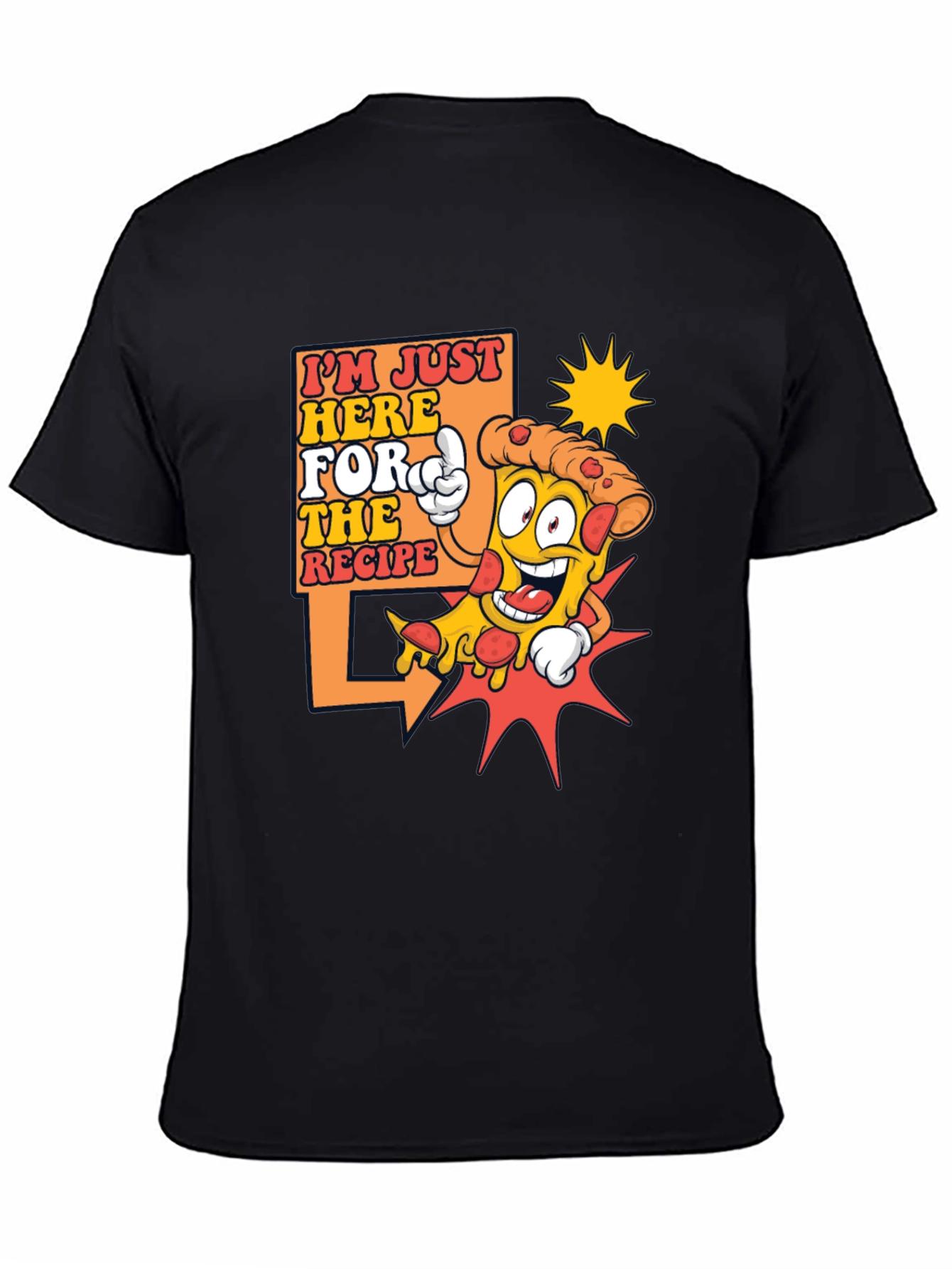 Black Funny Pizza Recipe T-Shirt - Foodie Tee view 4