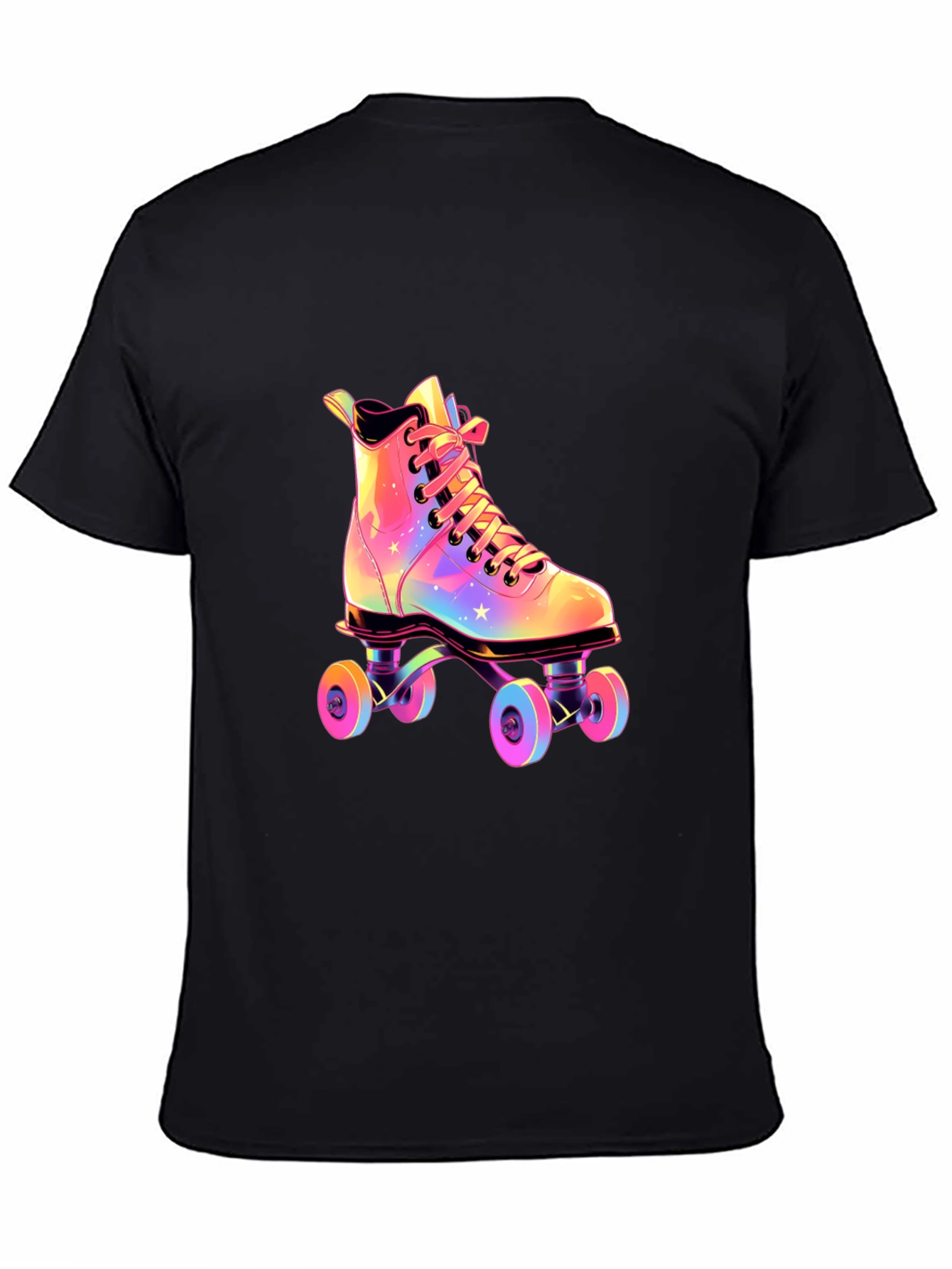 Black Retro Roller Skate T-Shirt view 4