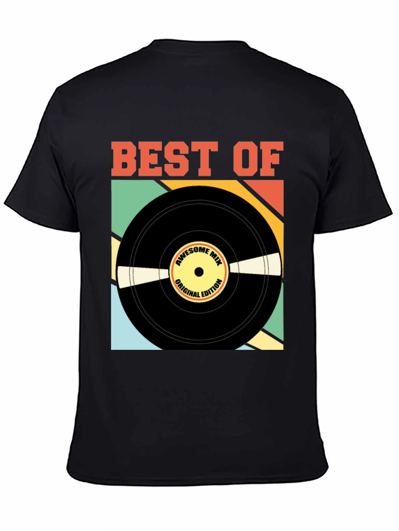 Black Best Of Vinyl Record Graphic Tee - Retro Music Lover view 4