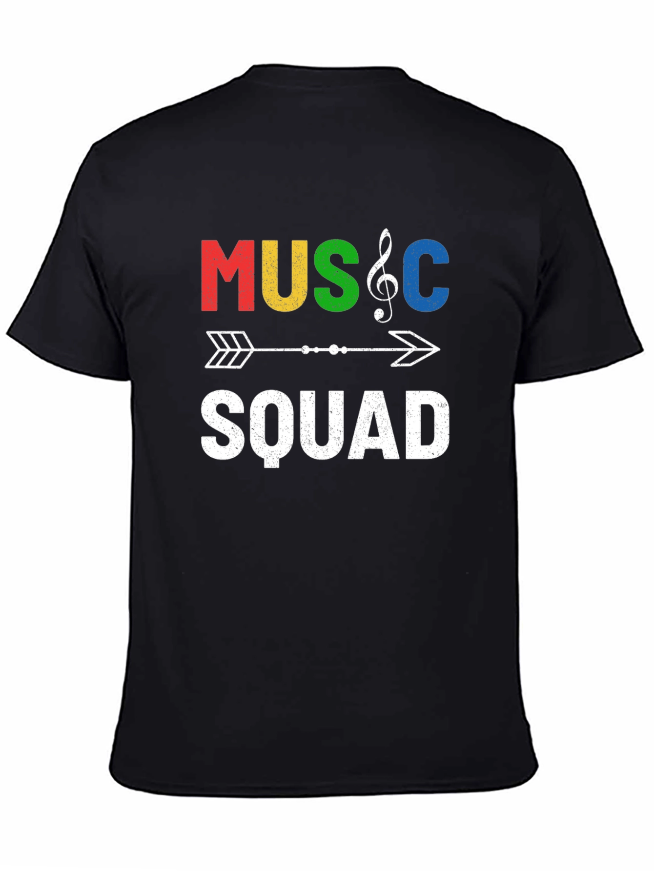 Black Music Squad Graphic T-Shirt - Crew Neck Tee view 4