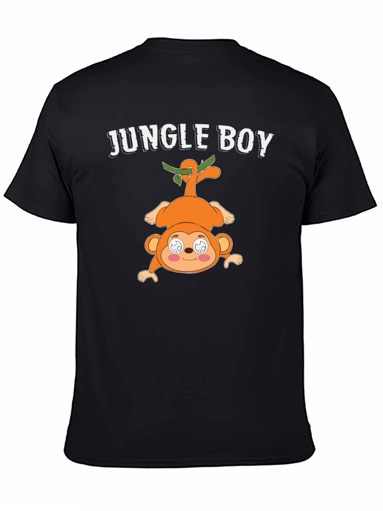 Black Jungle Boy Cartoon Monkey Graphic Tee view 4