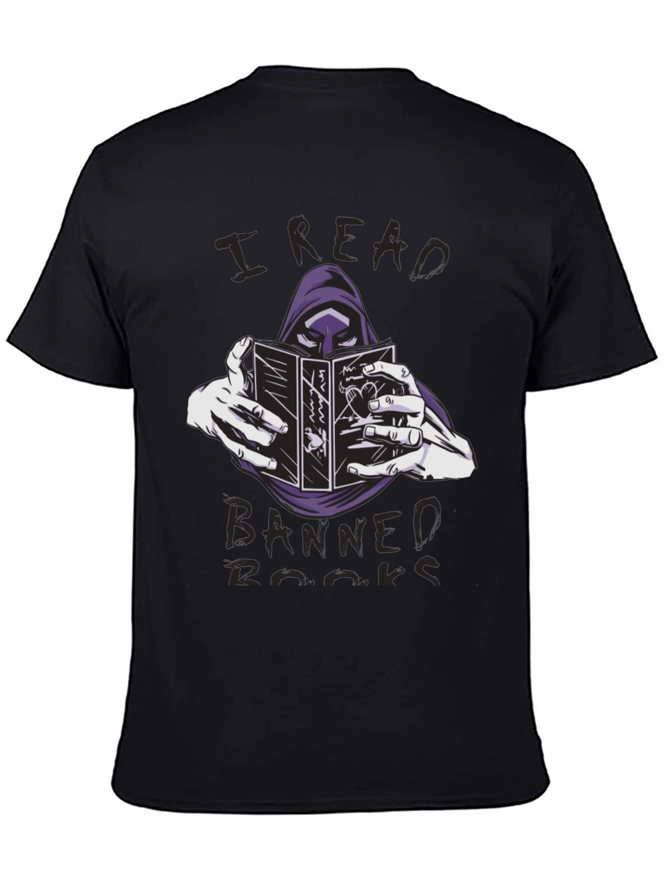Black I Read Banned Books T-Shirt Grim Reaper Reader Tee view 4