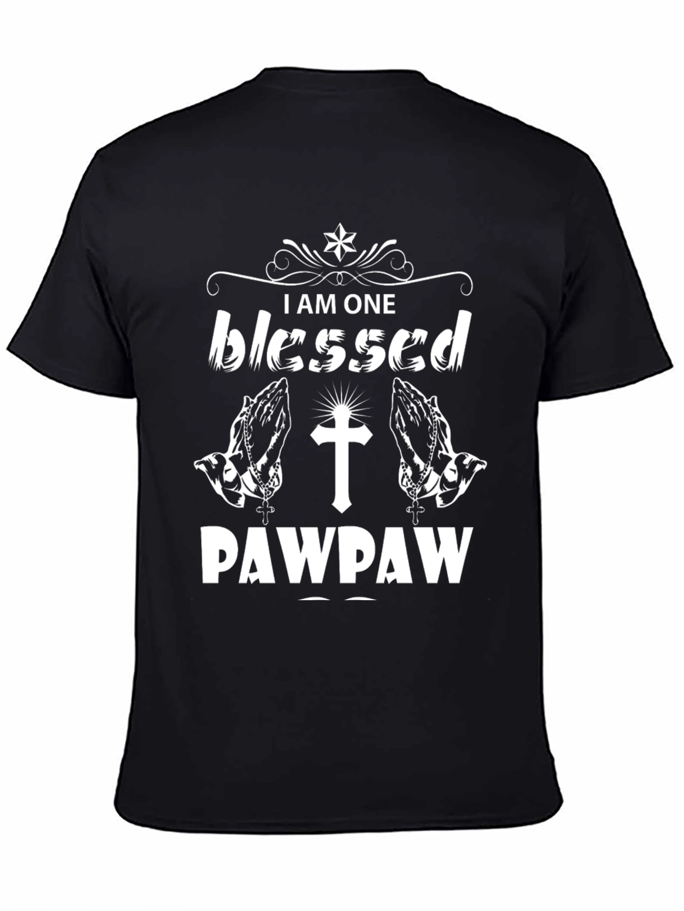 Black Blessed Pawpaw T-Shirt, Christian Grandpa Tee view 4