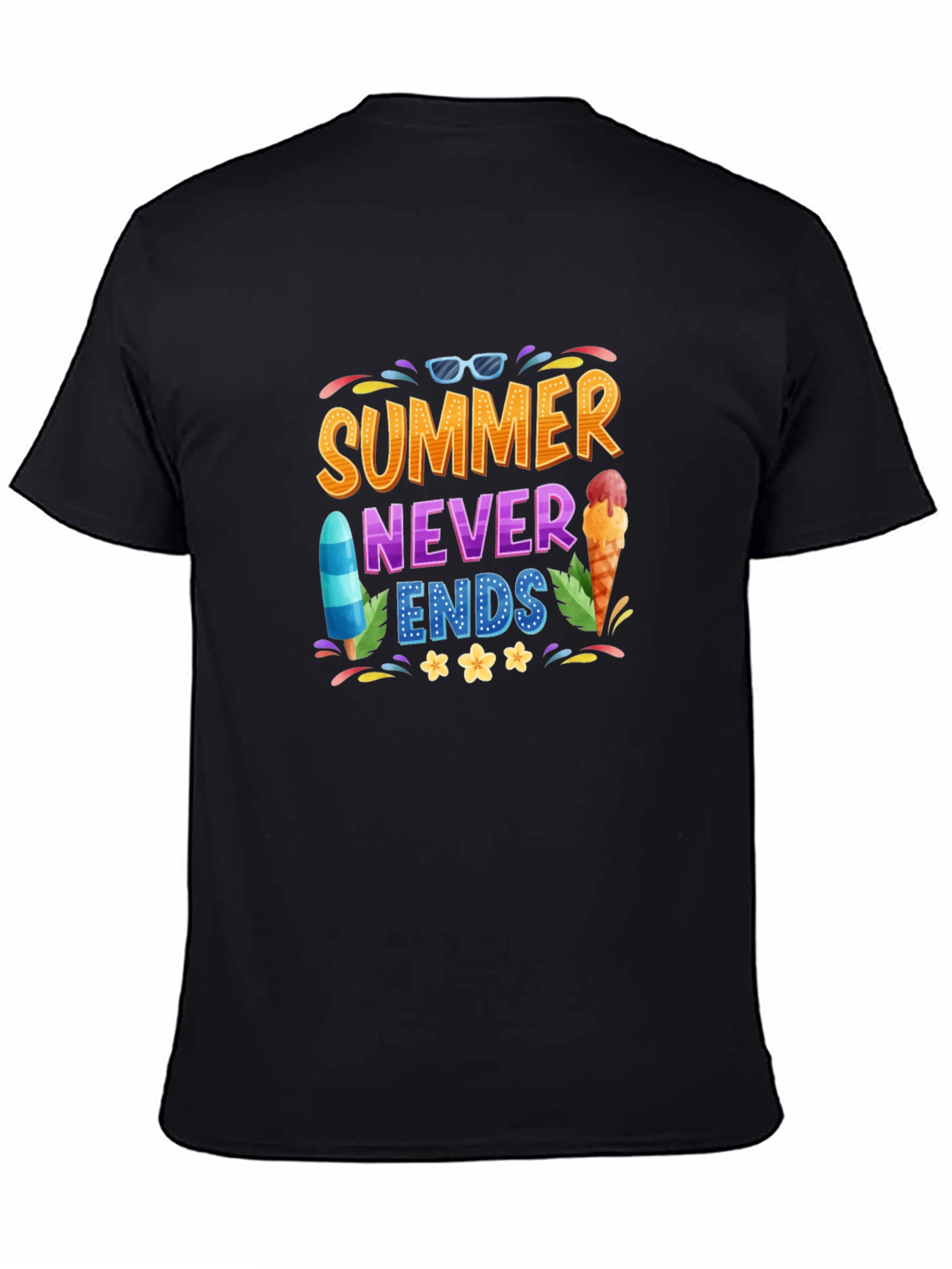 Black Summer Never Ends Black T-Shirt view 4