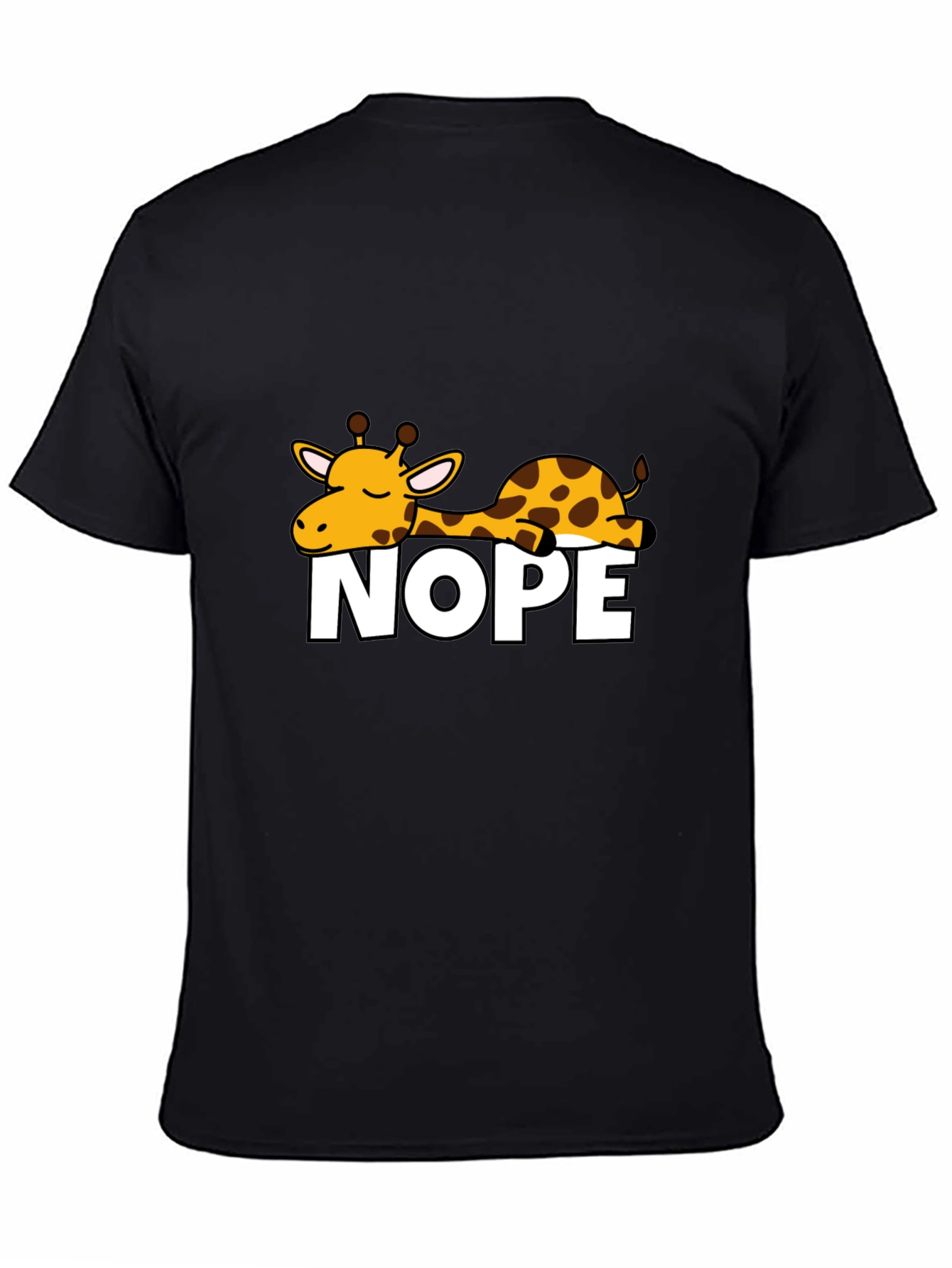 Black Nope Giraffe Graphic Tee - Unisex Black T-Shirt view 4