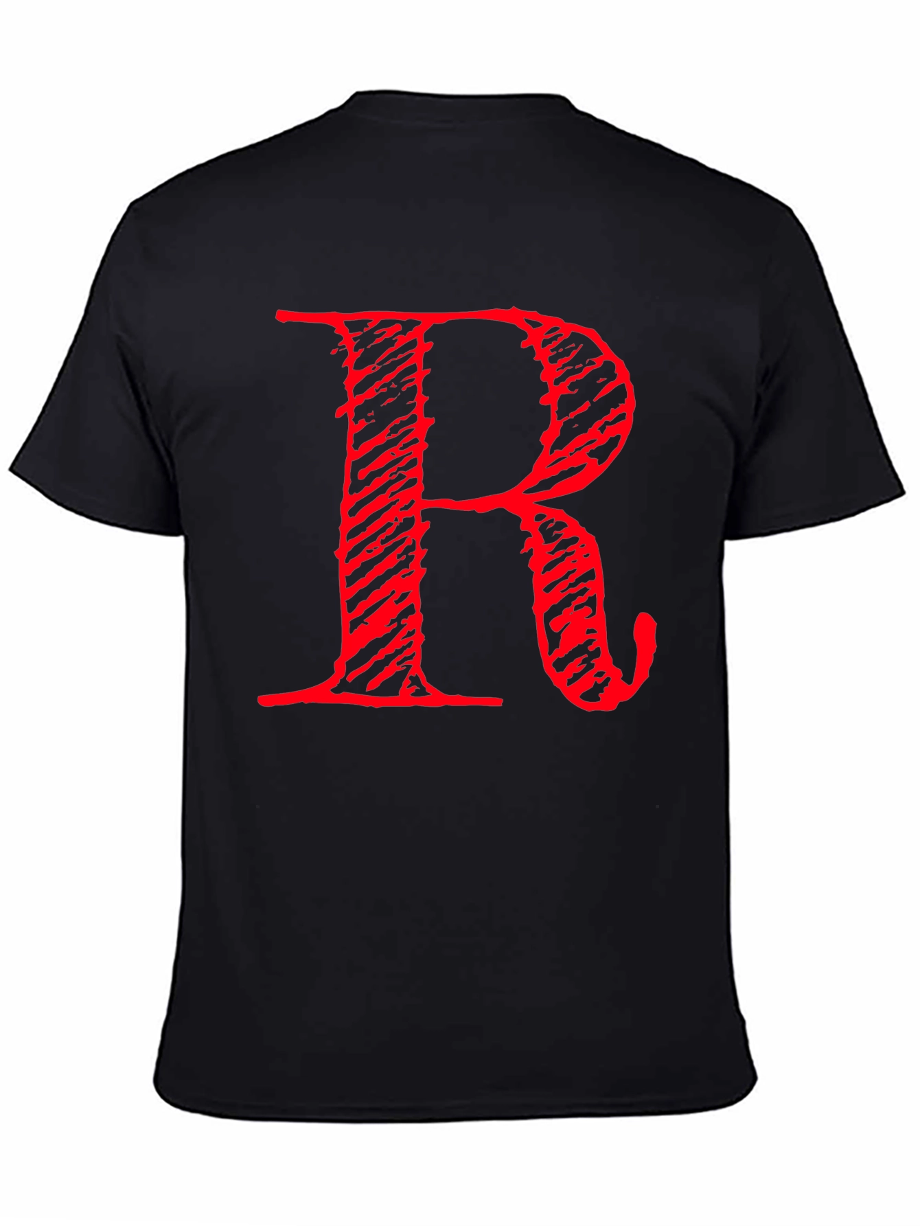Black Bold Red R Graphic Print Black T-Shirt view 4