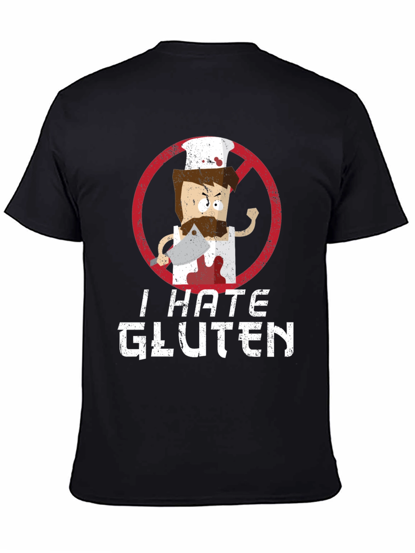 Black I Hate Gluten T-Shirt - Chef Graphic Tee view 4