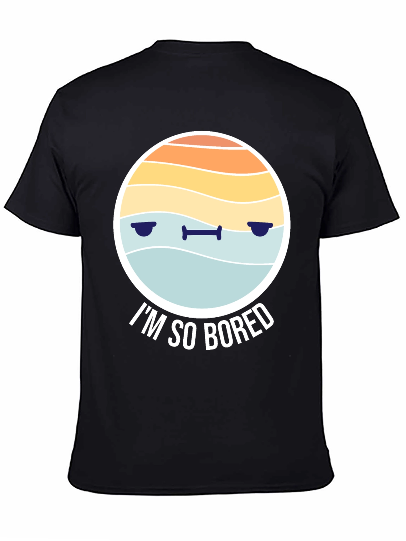 Black Bored Emoji Graphic T-Shirt - Unisex Black Tee view 4
