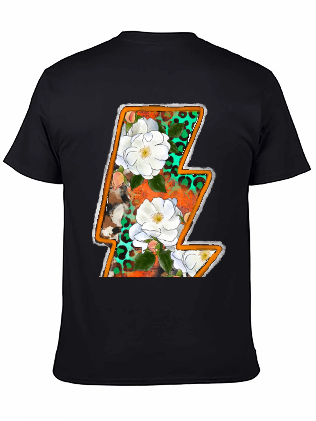 Black Floral Lightning Bolt Graphic Tee view 4