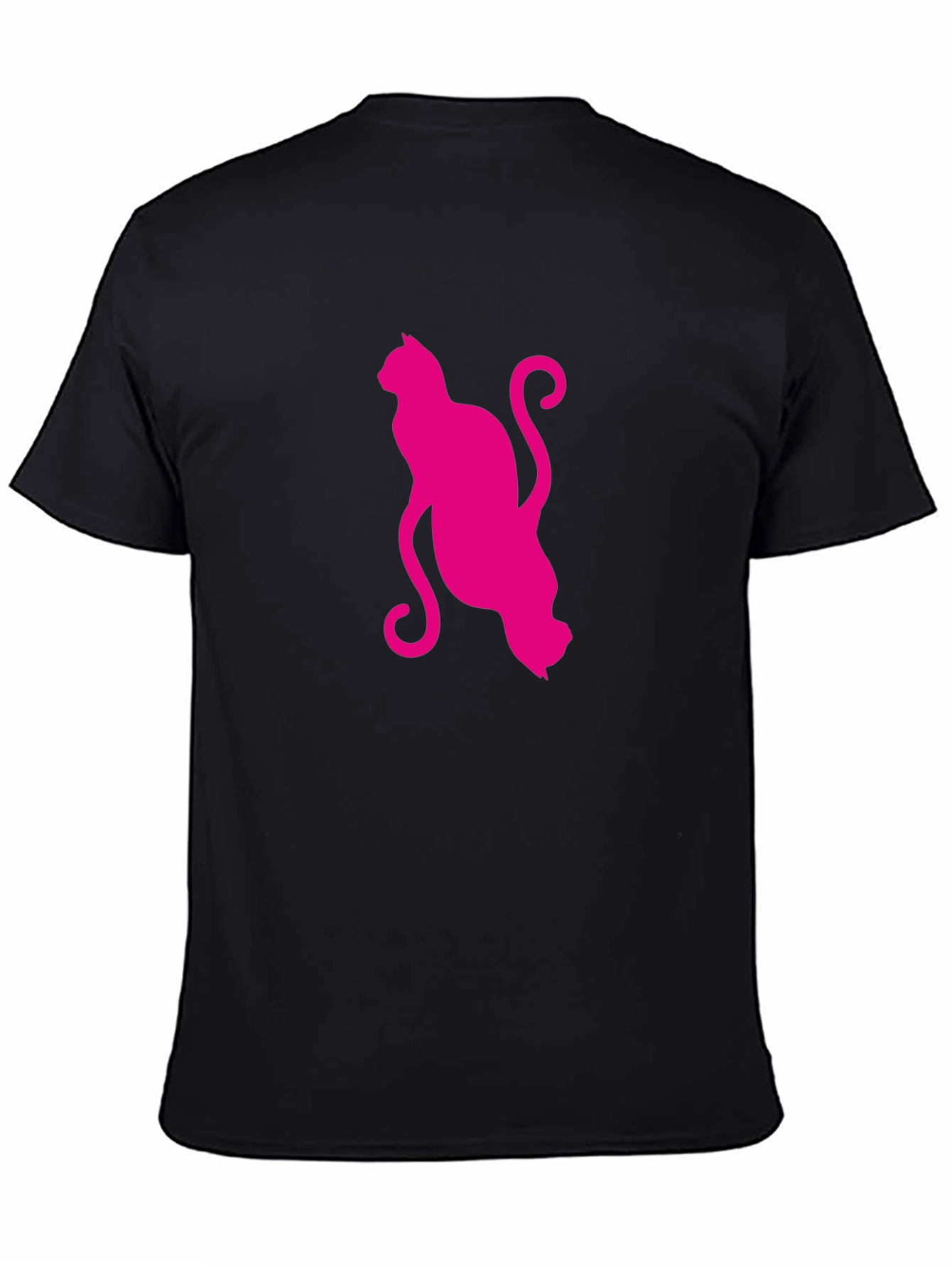 Black Stylish Cat Graphic T-Shirt view 4
