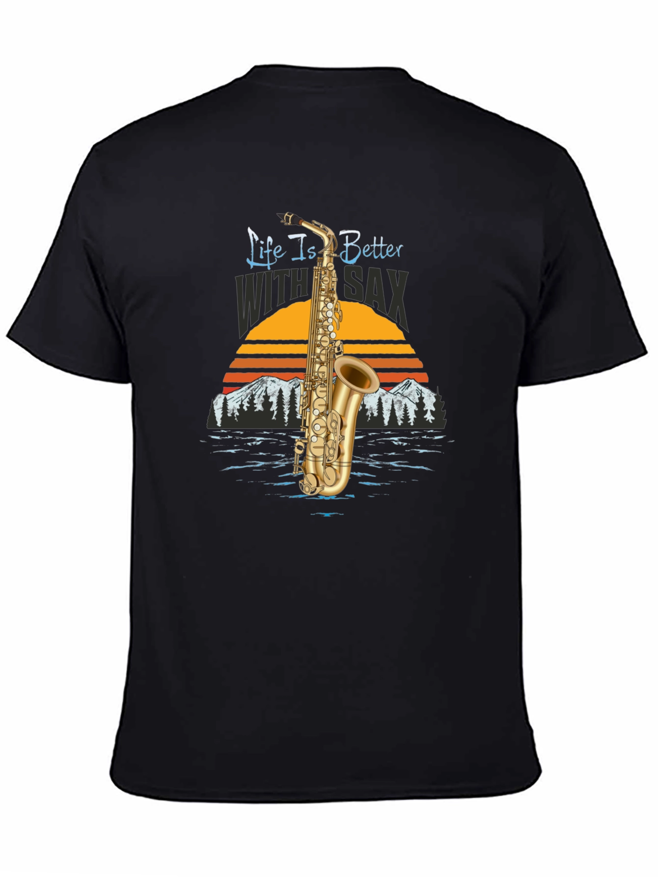 Black Life is Better with Sax Black T-Shirt view 4