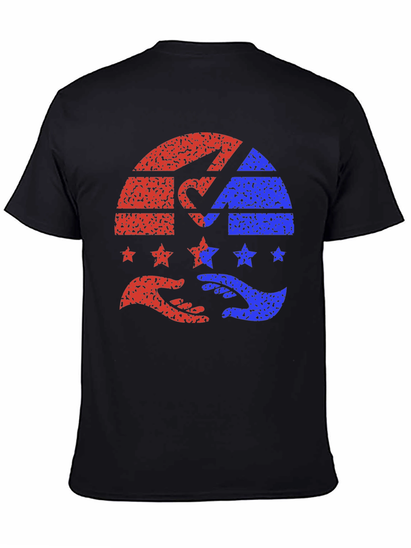 Black Patriotic Hands Helping Stars T-Shirt view 4