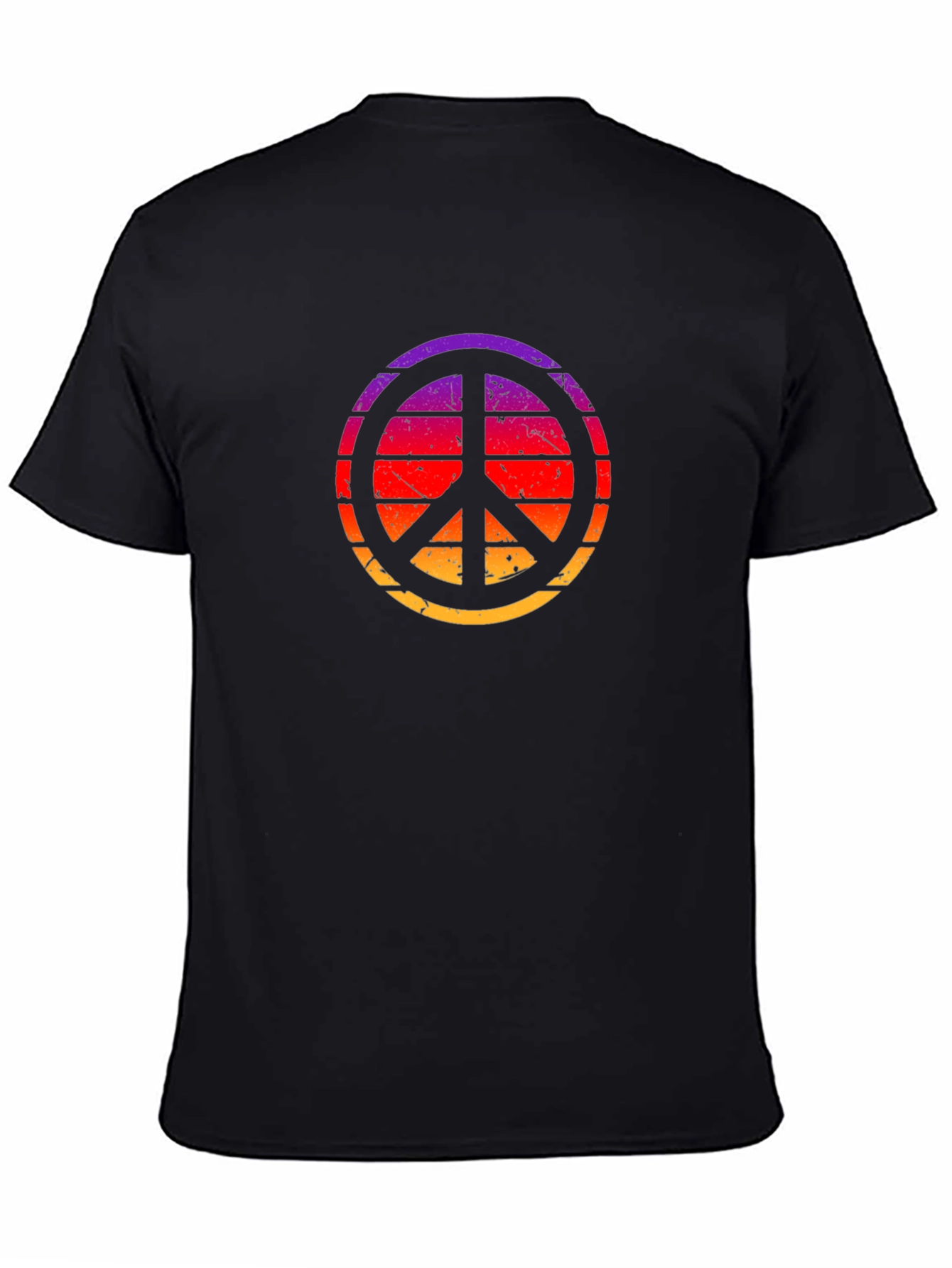 Black Retro Sunset Peace Sign Black T-Shirt view 4