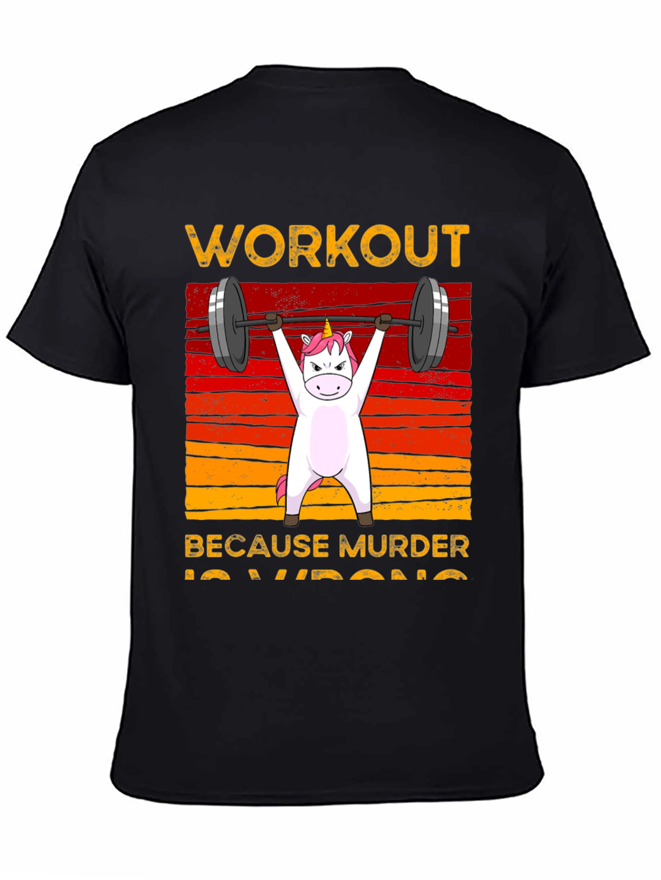 Black Unicorn Workout Black T-Shirt view 4