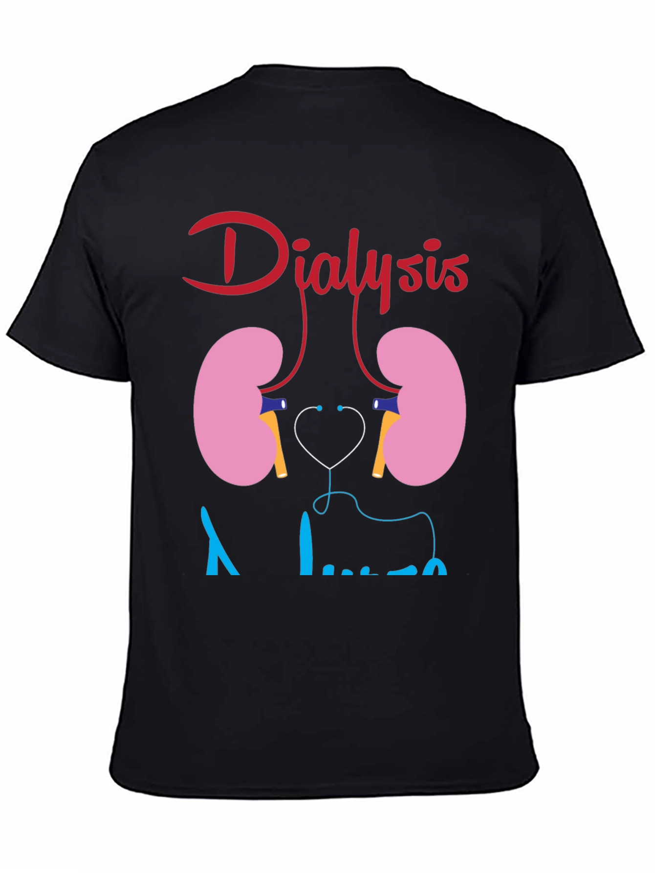 Black Dialysis Kidney Stethoscope Funny Black T-shirt view 4