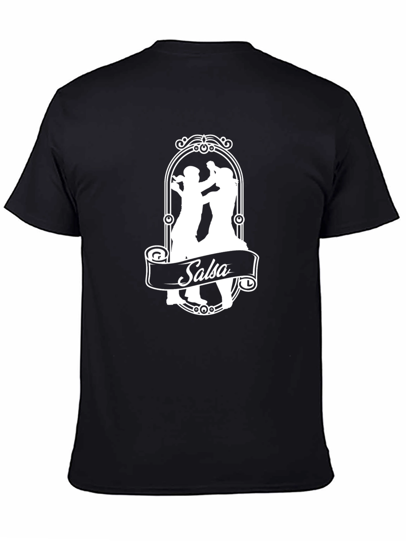 Black Salsa Dance Silhouette Black T-Shirt view 4