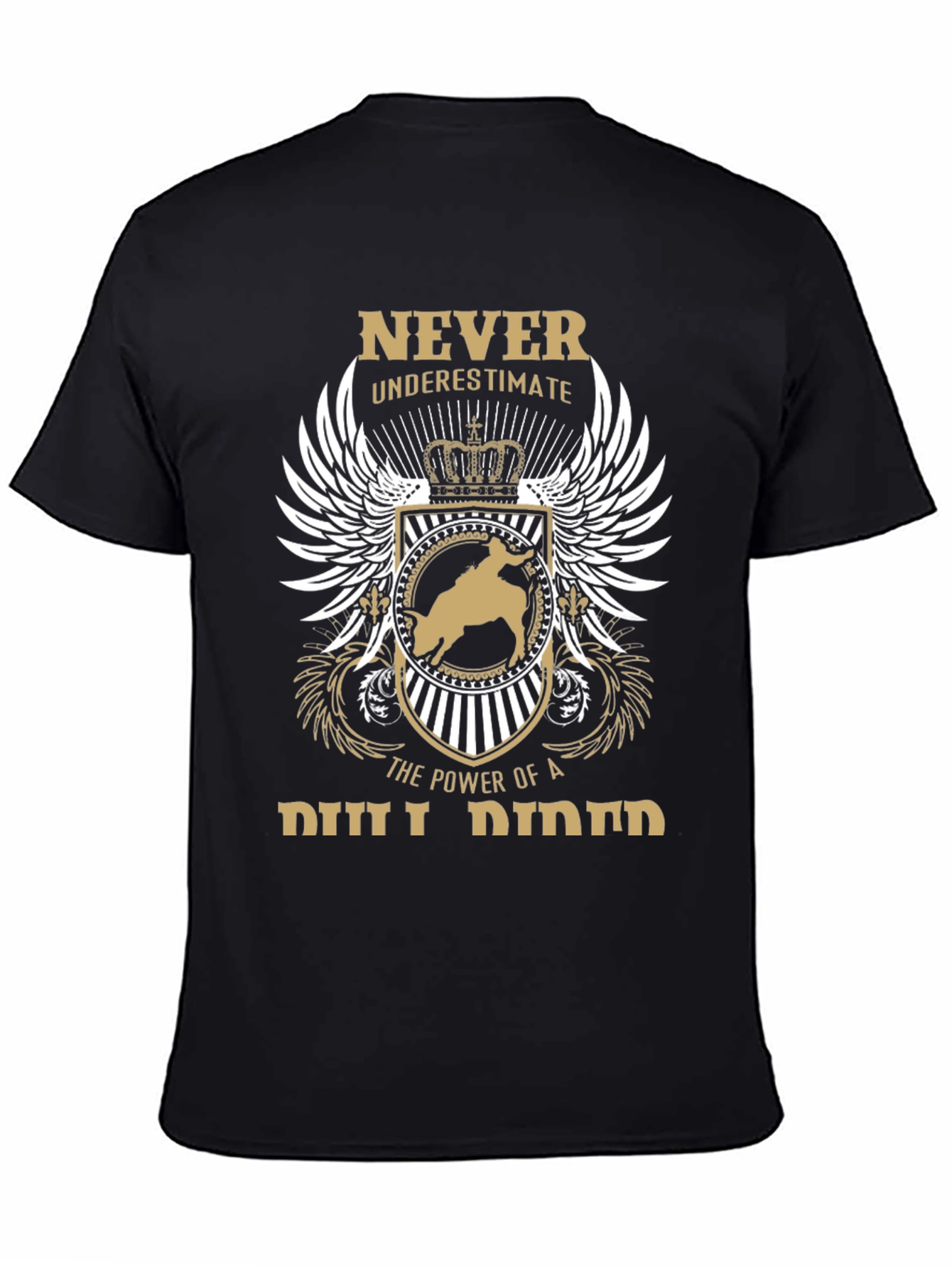 Black Never Underestimate Bull Rider T-Shirt view 4