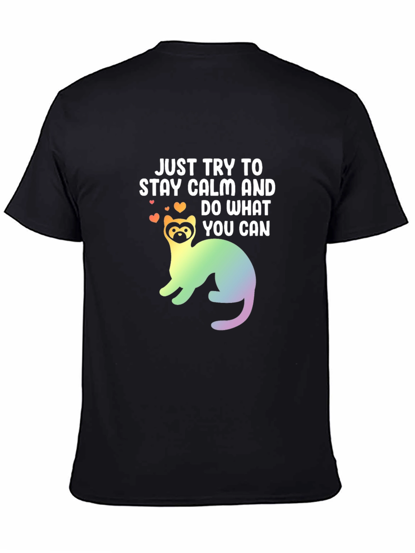 Black Stay Calm Ferret Graphic Tee view 4