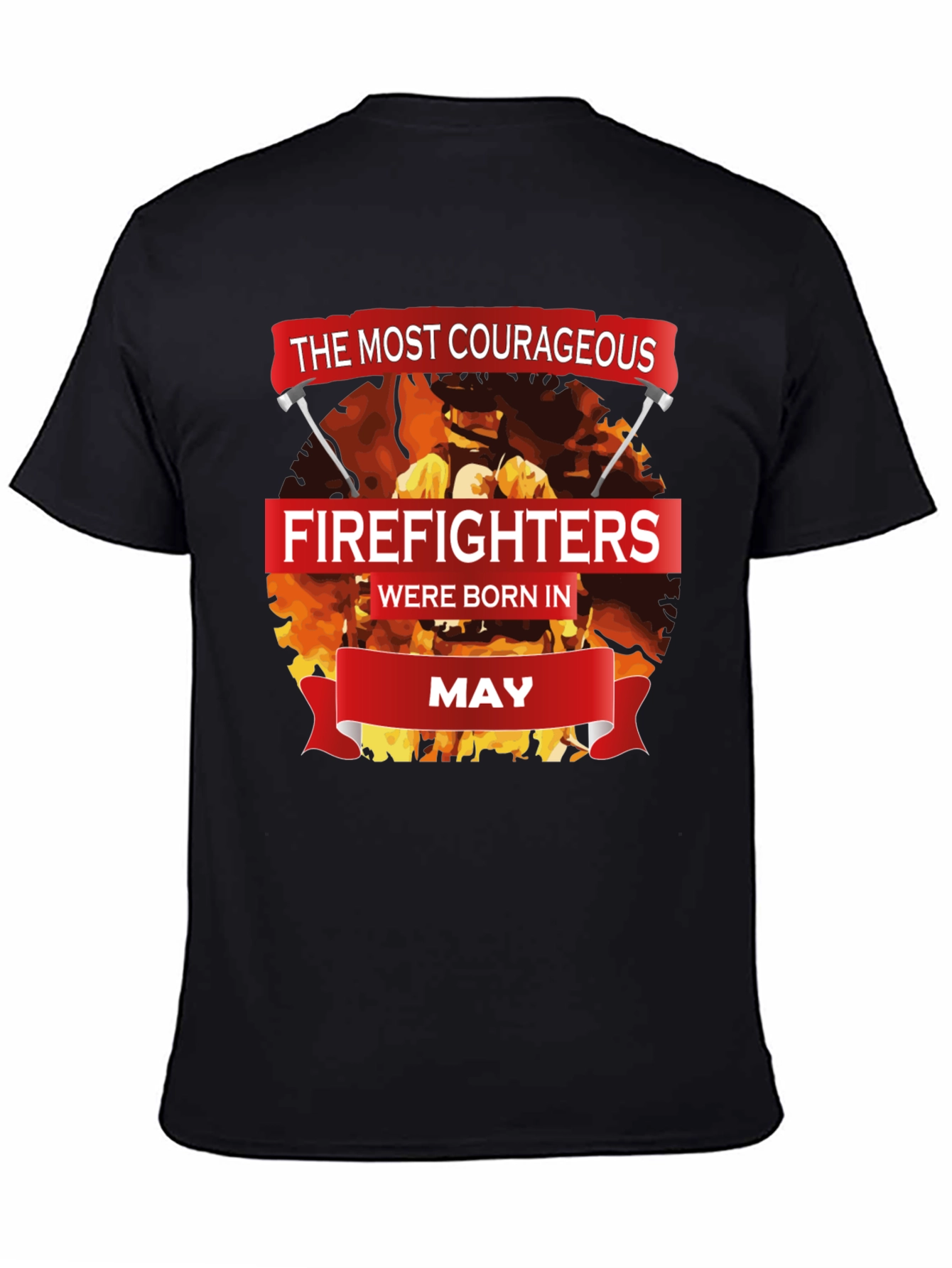 Black Courageous Firefighters Born in May T-Shirt view 4
