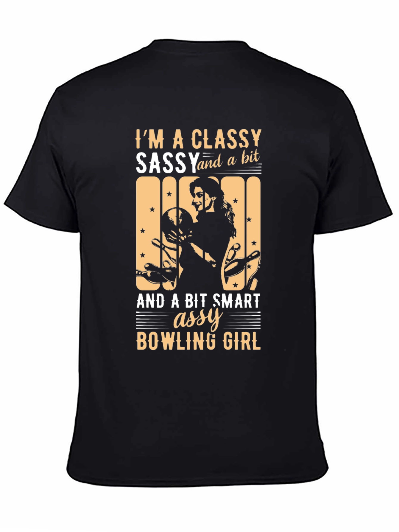 Classy Sassy Bowling Girl Black T-Shirt - 4