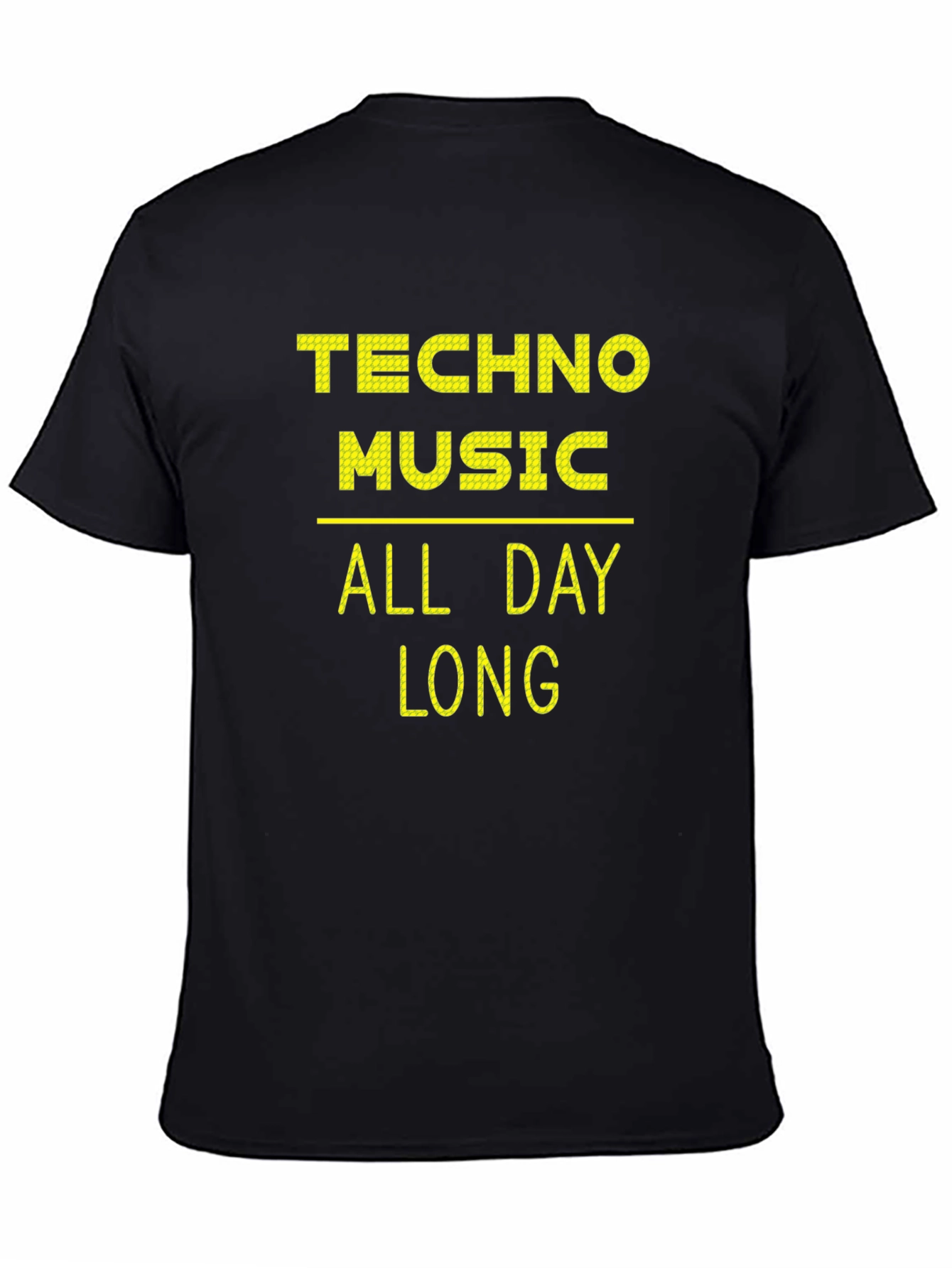 Black Techno Music All Day Long Graphic T-Shirt view 4