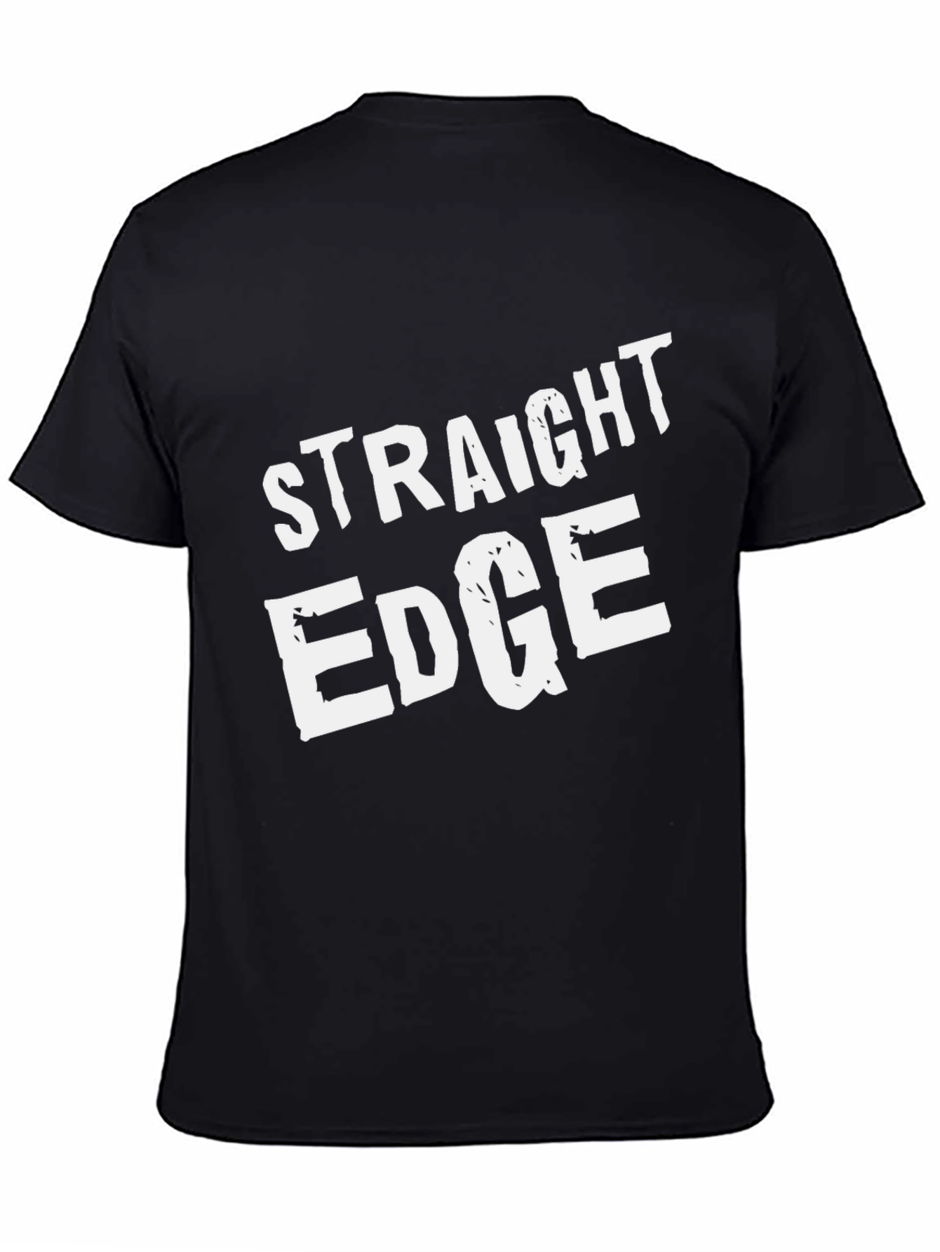 Black Straight Edge Crew Neck Tee - Bold White Print view 4