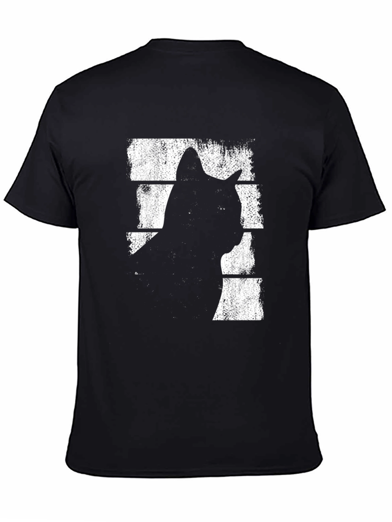 Black Cool Cat Silhouette Graphic Tee - Black view 4