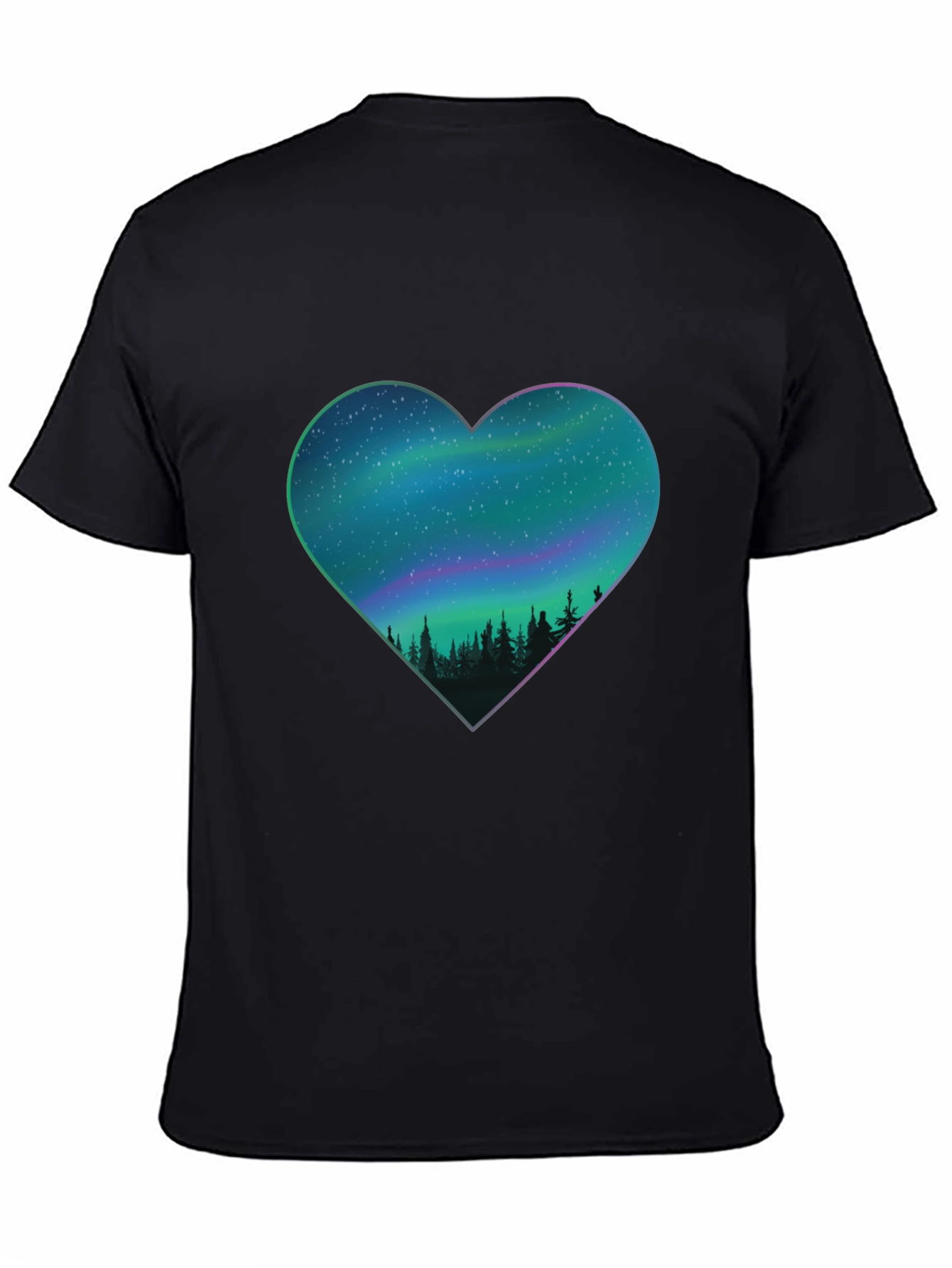 Black Northern Lights Heart Graphic Tee view 4